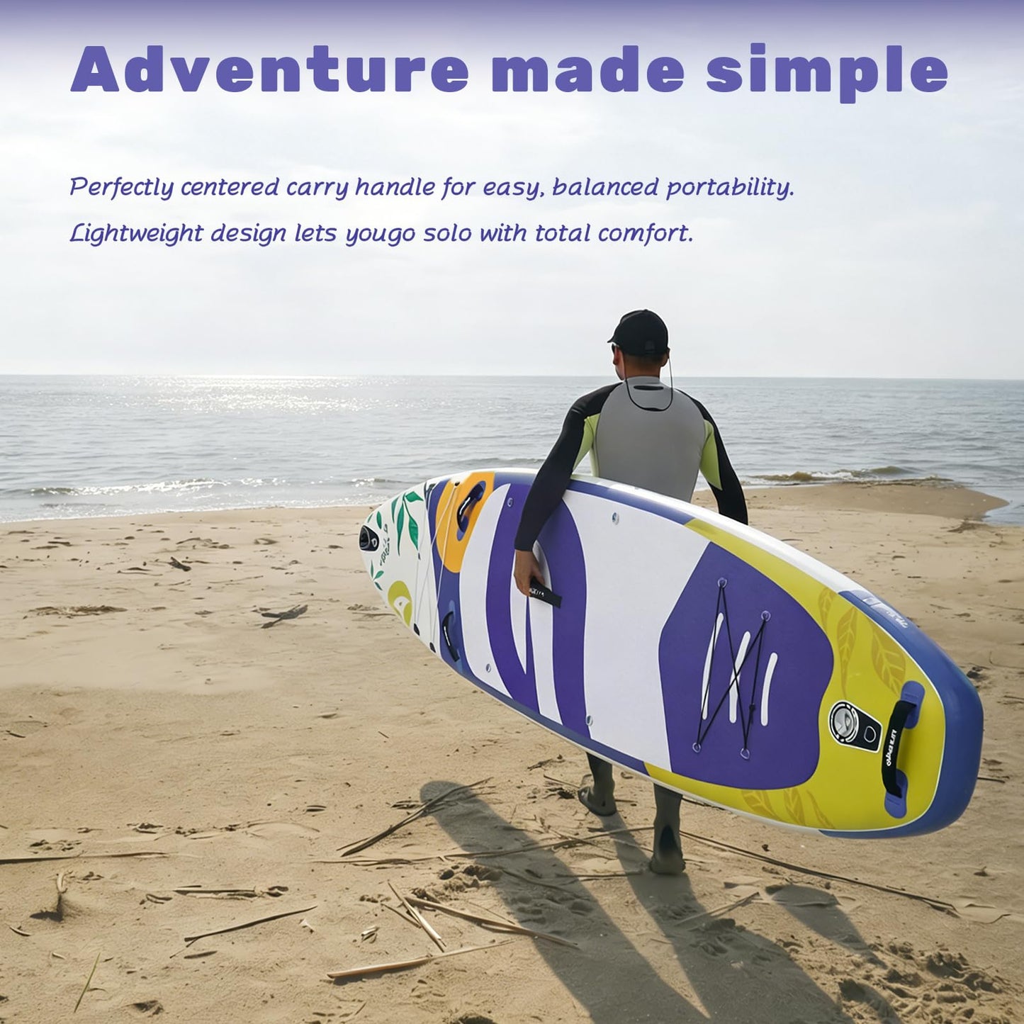 Quashley Inflatable Paddle Board Extra Wide Stand Up Paddleboards 34" with All Premium Accessories,Inflatable SUP for Adults/Family White Paddle Boards