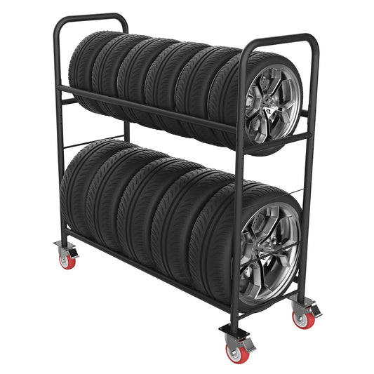 TONGMO Tire Storage Rack with Protective Cover - Adjustable Metal Tire Rack for Indoor/Outdoor Use - 58" H x 55.5" W x 17.5" D (55in)
