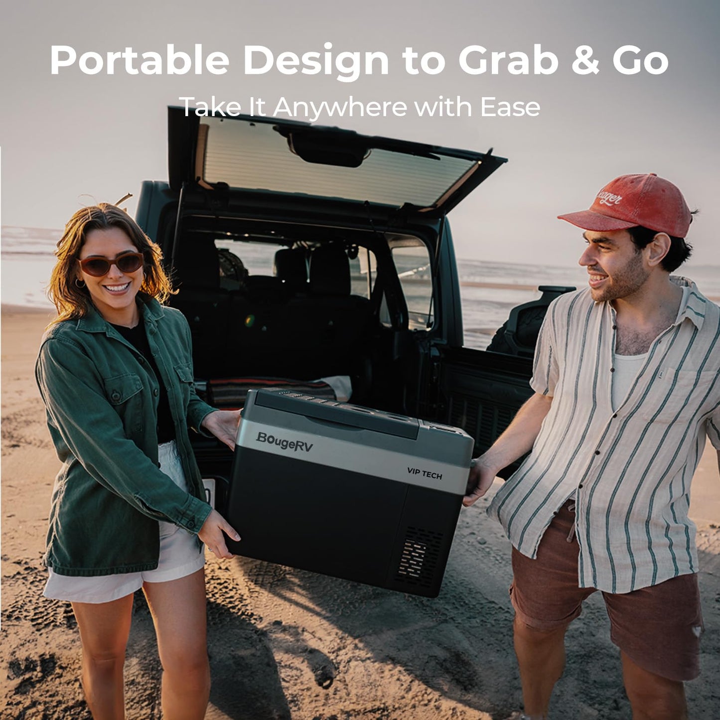 BougeRV 12 Volt Refrigerator, CRPRO VIP 30 Quart 12V Car Fridge (-8℉~50℉), Compressor Cooler with 12V/24 DC, 110-240 AC for Outdoor Camping Overlanding Truck RV SUV Van