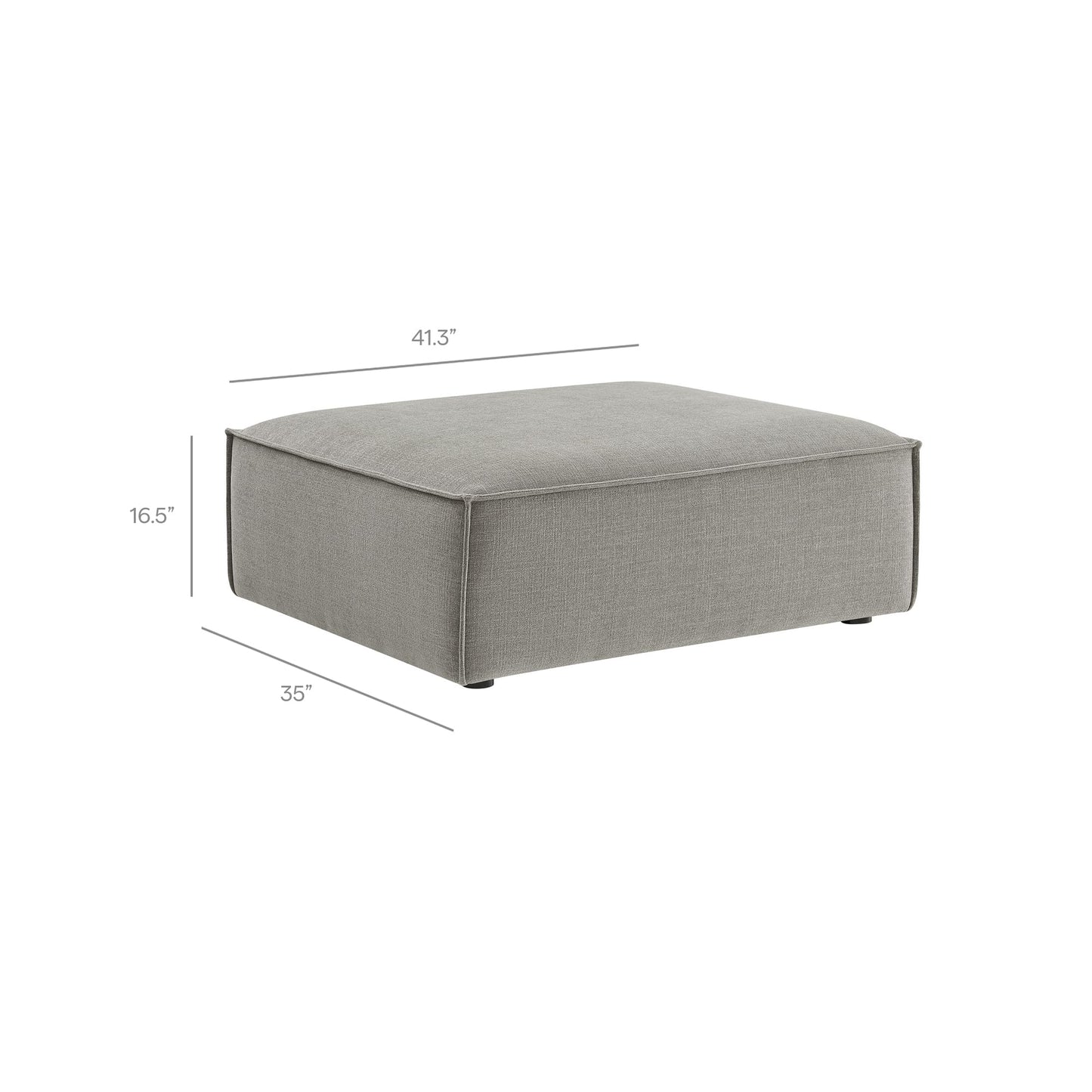 Modway Restore Performance Fabric Upholstered 4-Piece Modular Sofa Set with Ottoman in Pewter - Low Profile Sectional Sofa with Coil Seat Support and French Piping