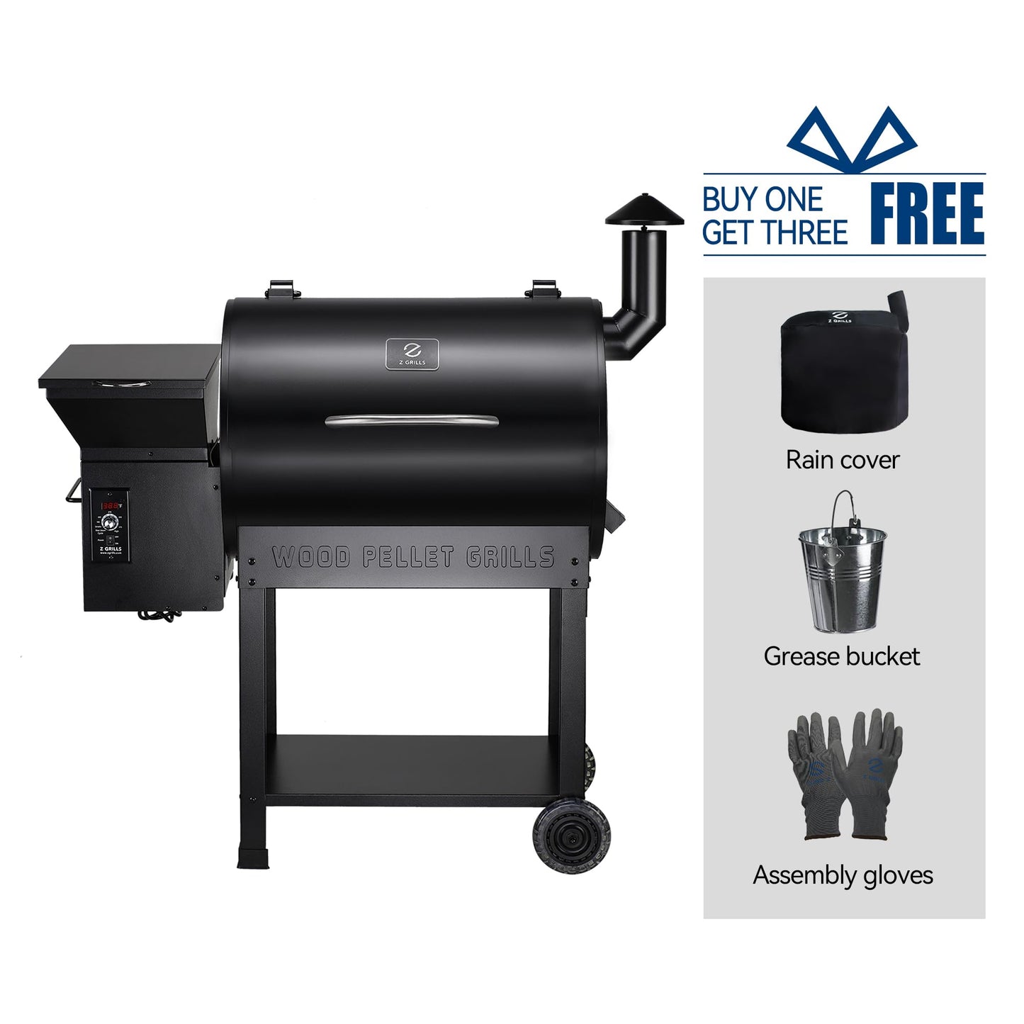 Z GRILLS 2026 Upgrade 8-in-1 BBQ Pellet Grill & Smoker, 697 sq in Cooking Area, PID Auto Temperature Control, 28 lbs Hopper Capacity, Outdoor Grill, Black (Grill Cover Included)