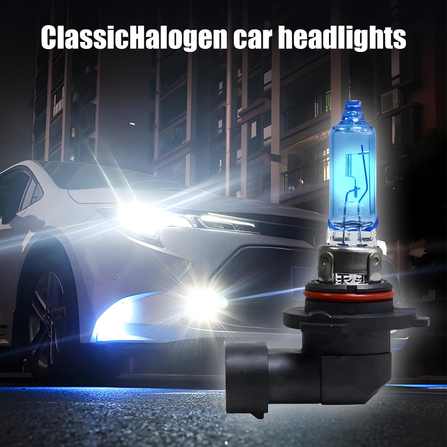 Flygun 9005 Car Halogen Bulbs, Ultra White Light, 12V 100W, 2 PCS, Glass, High Beam Low Beam, Universal Fit for Cars, Trucks, SUVs