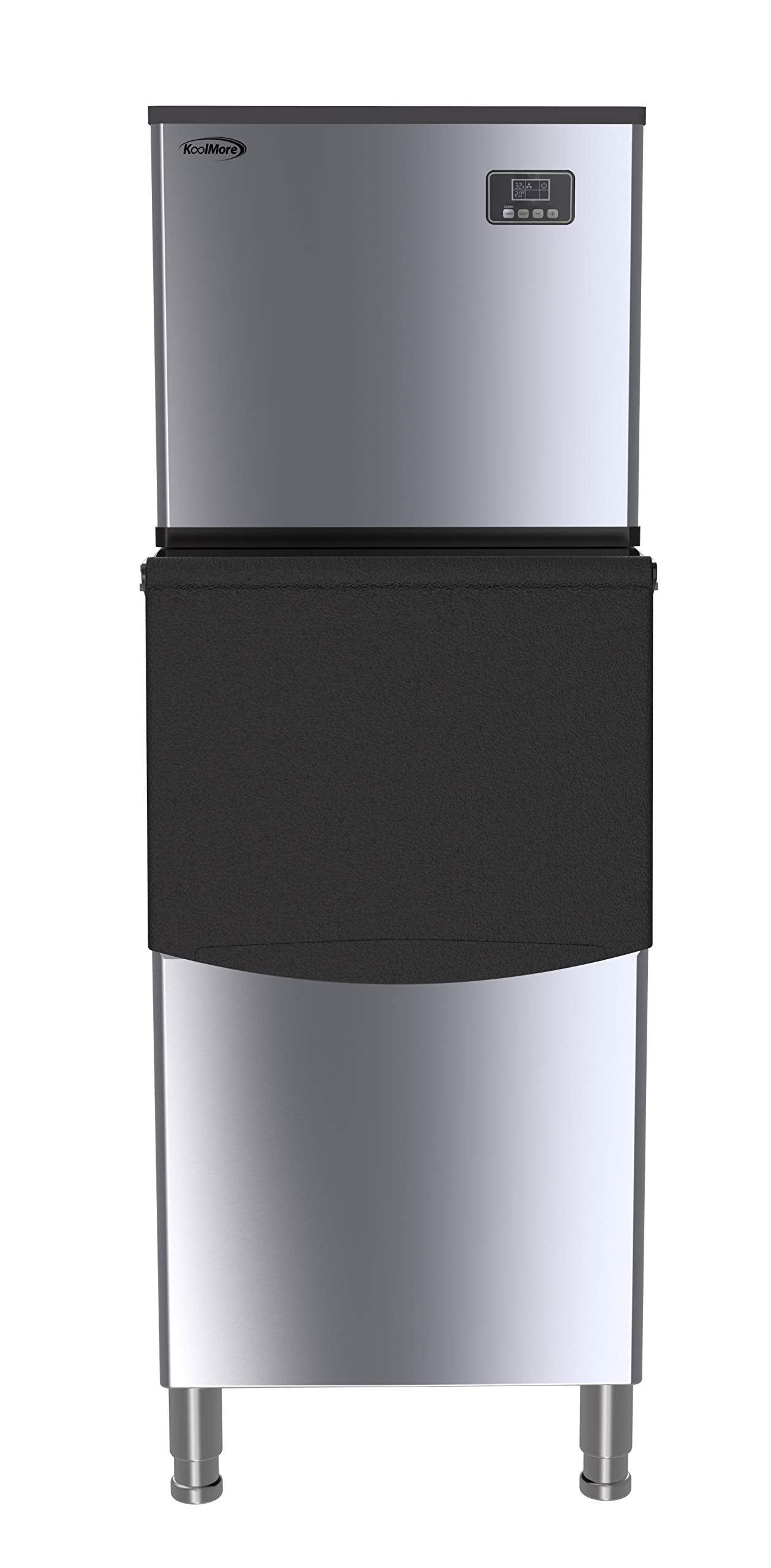 KoolMore Modular Ice Maker Machine, 315 lb. Full Cube Production, Free-Standing with Air Cooled Evaporator, 200 lb Bin, Stainless-Steel