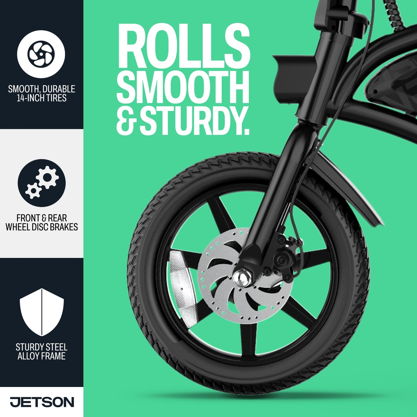 Jetson Bolt Pro Adult Electric Bike, Pedal Assist up to 30 Miles, Foldable, Built-in Carrying Handle, Lightweight Frame, LED Headlight, Dual Disc Brakes, Twist Throttle & Cruise Control, Ages 12+