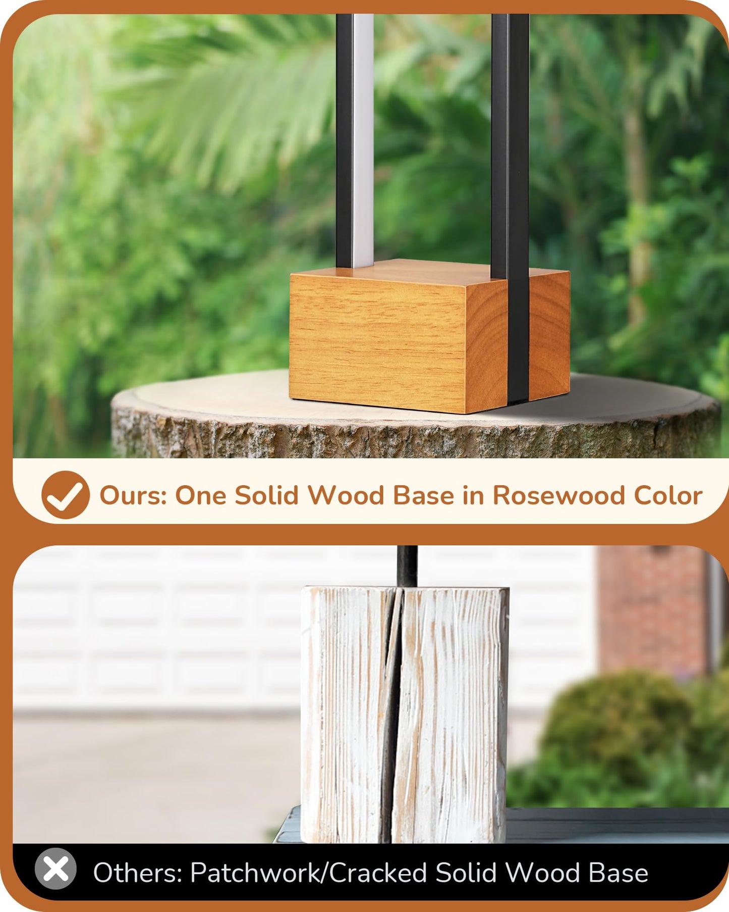 EDISHINE LED Table Lamp, Dimmable Nightstand Lamp, 3 Color Temperatures, Rosewood Base, Model HLTL12Q