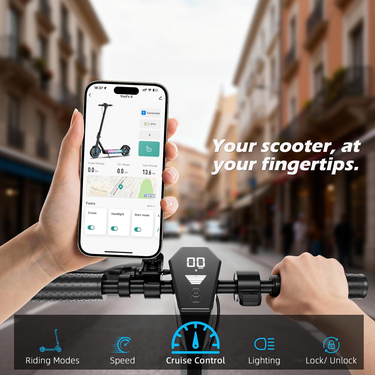 ApexSurge Electric Scooter for Adults, 10" Tires, 500W Powerful Motor and Max 31 Miles Long Range, Top Speed 25Mph, Dual Brake Stystem E Scooter, Lightweight and Foldable, APP Control, Max Load 265Lb
