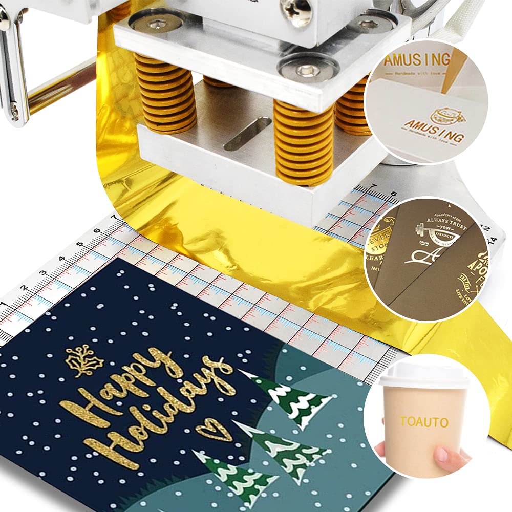Upgraded Hot Foil Stamping Machine 5x7cm 110V Digital Embossing Machine Manual Tipper Stamper for Leather PU Paper Logo Embossing 1.97"x2.76"