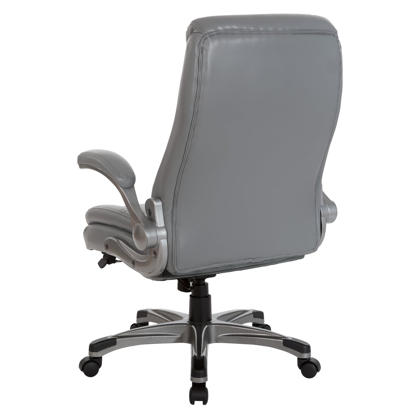 Office Star Executive Adjustable Bonded Leather Office Chair with Flip Arms, Grey