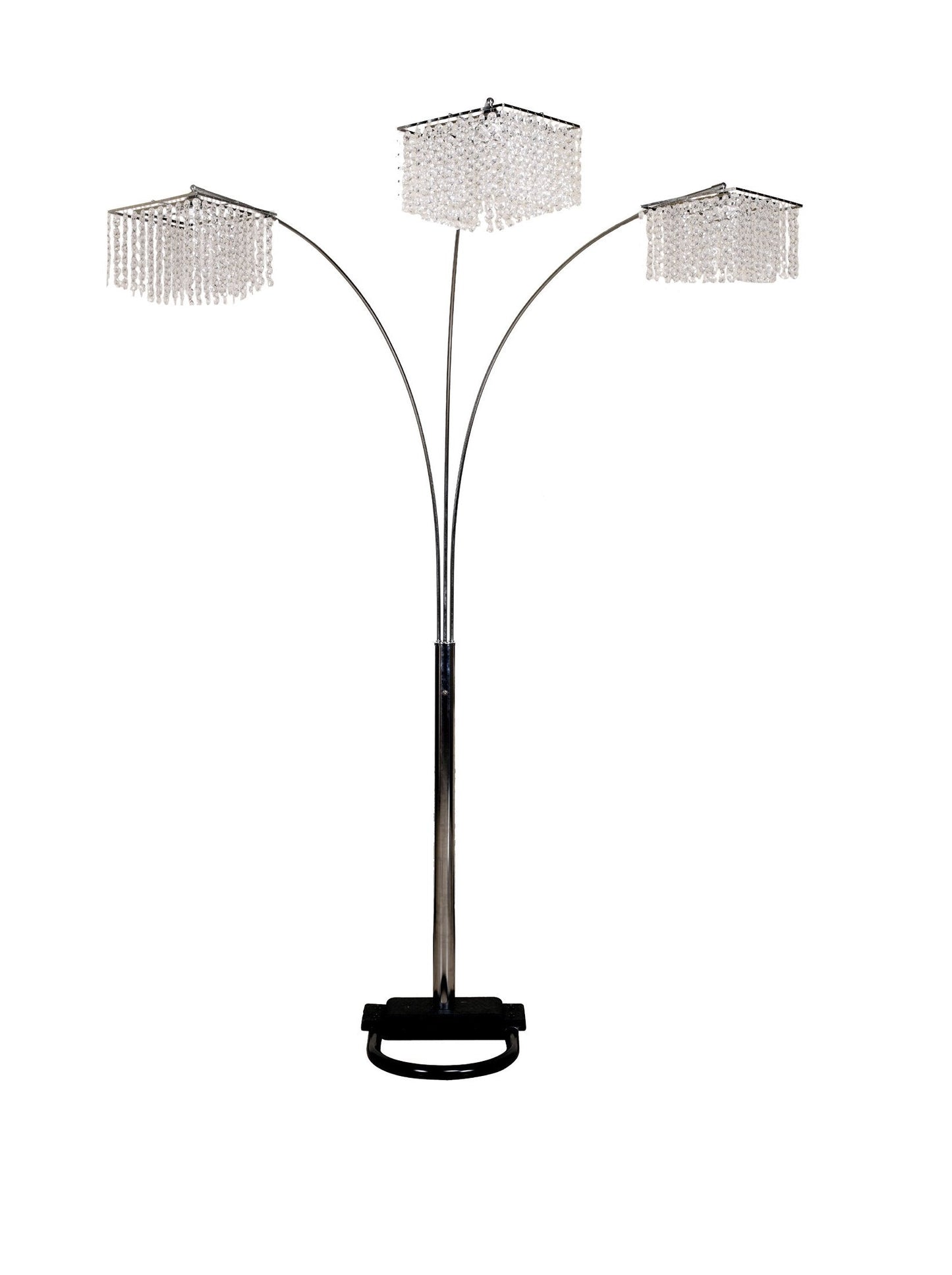 ORE 6932 3-Light Crystal Arch Floor Lamp, Steel, 97in x 17.5in x 19in, Silver and Black