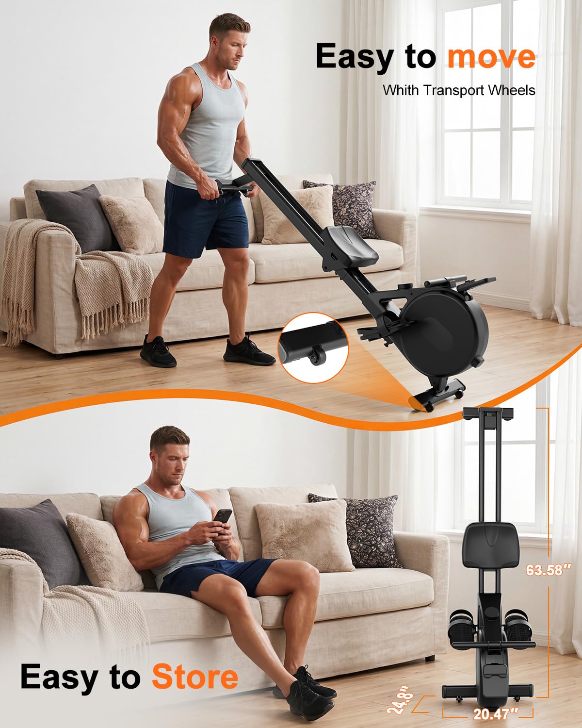 Superun Upgraded Rowing Machines for Home, Magnetic Rowing Machine with 32 Levels, Rower Machine of Quiet Resistance & 300LBS Weight Capacity, Row Machine with LED Monitor, App Supported, Dark Black