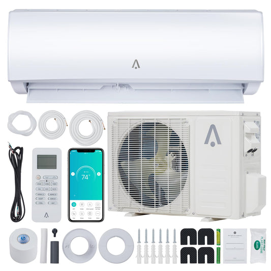 12,000 Btus Mini Split AC, 21 SEER2 Wall Mounted AC with Heat Pump & Installation Kits, Ductless Inverter Split-System Air Conditioners Cools Up to 750 Sq. Ft, WIFI and Remote Control, 230V