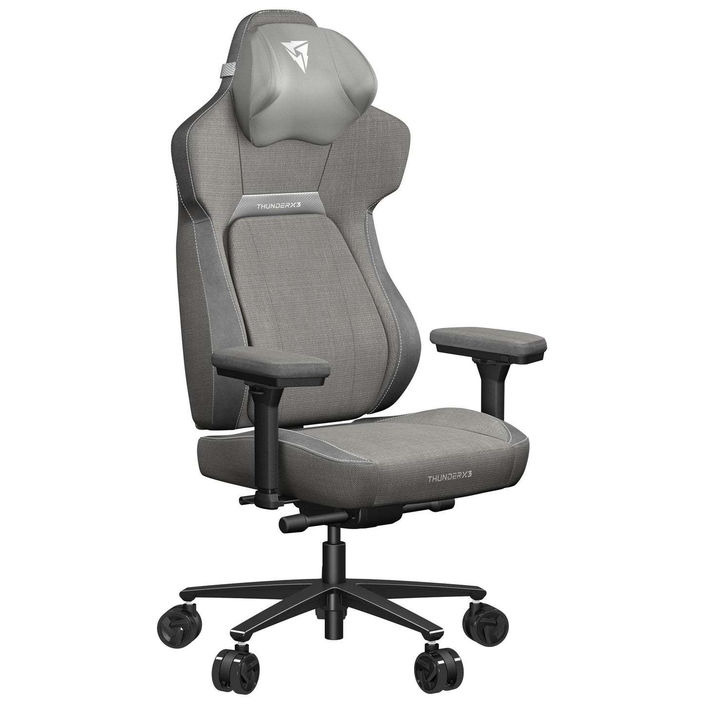 THUNDERX3 CORE Gaming Chair, for Adults Ergonomic Office Chair, High Back Desk Chair, Synchronous Tilt, Forward Tilt, 360° Self-adjusting Lumbar Support, Multipurpose Footrest, Fabric, Loft Light Grey