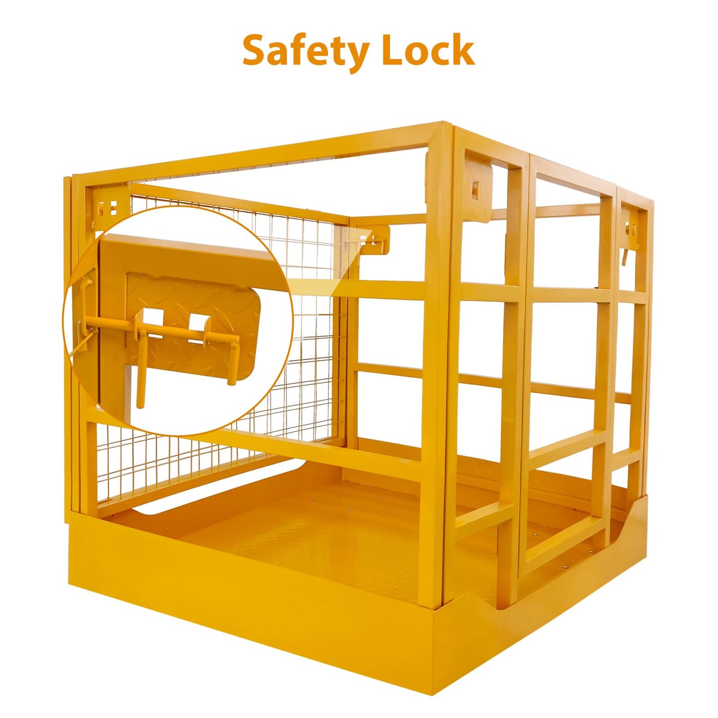 43" x 45" Forklift Safety Cage – 1,800 Lb Capacity Man Basket, 2-Person Collapsible Work Platform with Safety Harness & Lock for Loader, Aerial Lifts