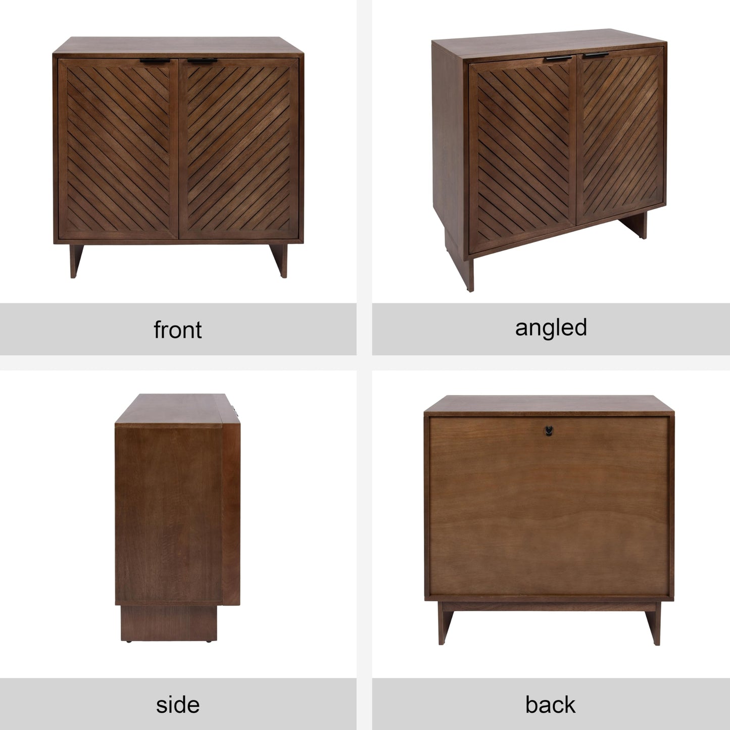 Kate and Laurel Mezzeta Modern Two-Door Chevron Slatted Wood Floor Storage Cabinet, 30 x 15 x 30, Natural Wood, Transitional Living Room TV Stand for Sideboard Buffet Cabinet or Bar Storage Buffet