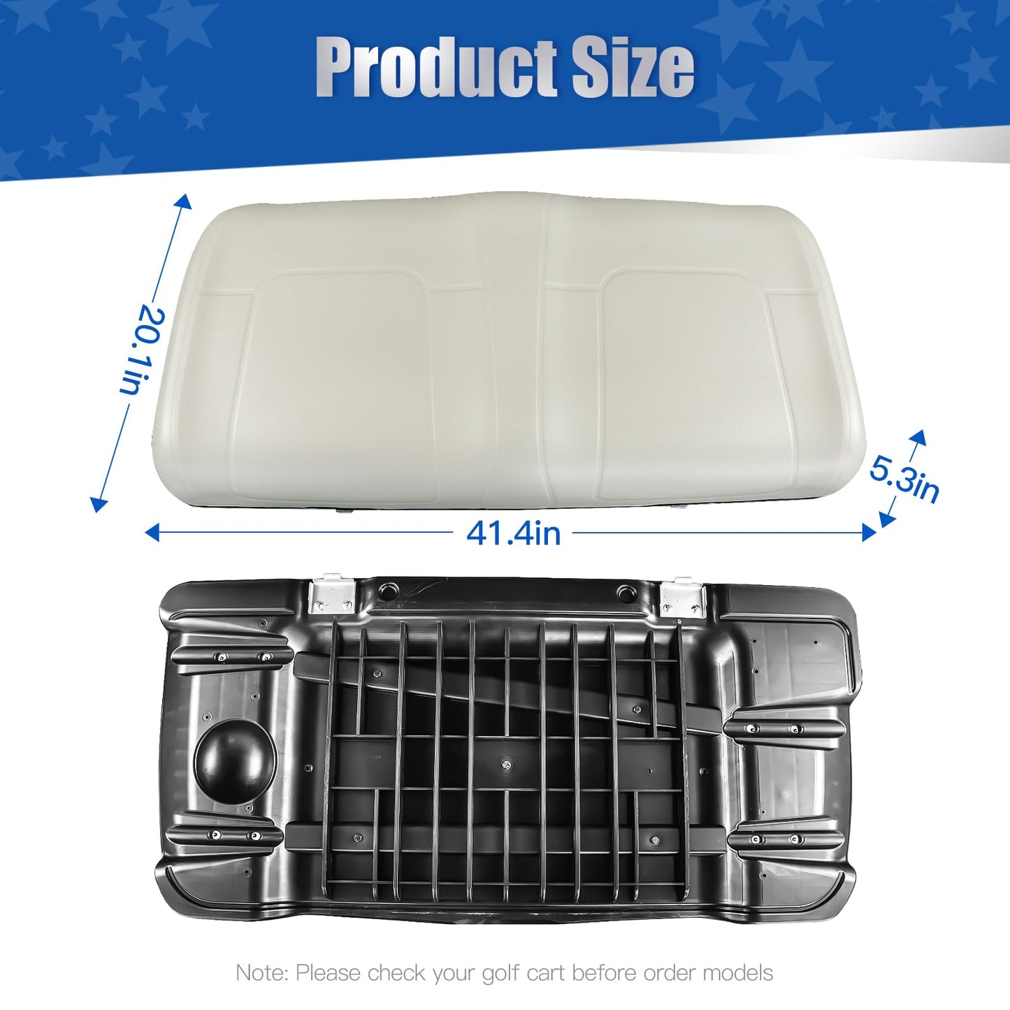 NOKINS Golf Cart Front Seat Bottom Cushion for Yamaha G29/Drive 2007-2016(Oyster Gray)