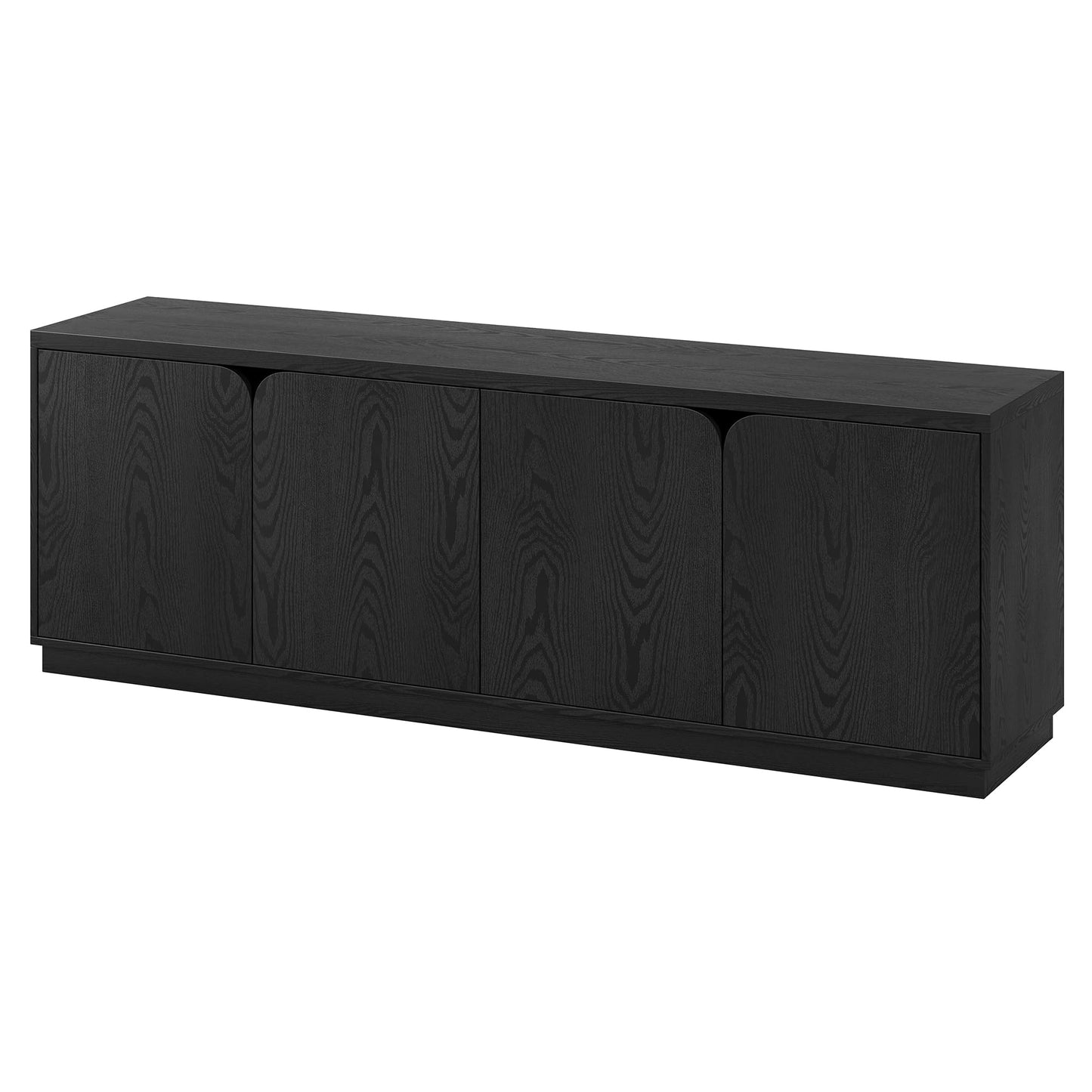Henn&Hart TV Stand for TVs up to 78" with Concealed Storage Cabinets and Adjustable Shelves for Living Room, Family Room, or Office, Natural Black
