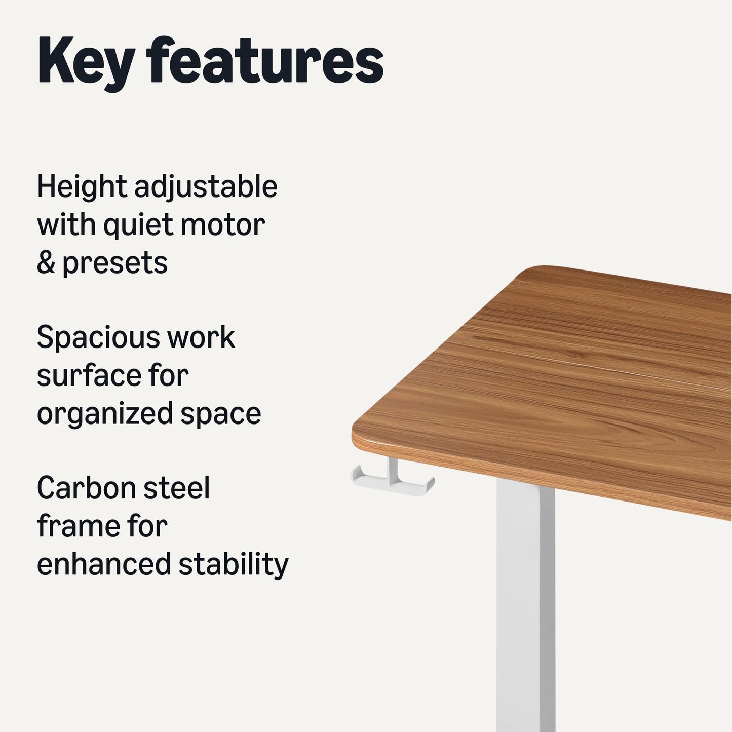 Amazon Basics Electric Standing Desk, Height Adjustable Home Office Desk with Quiet Motor and Multiple Presets, White/Oak Effect