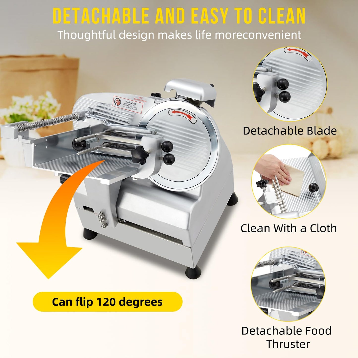Commercial Automatic Meat Slicer 10 Inch - Electric Deli Slicer with 240W+430W Dual Motor, 0-16mm Adjustable Thickness, Stainless Steel Blade, Meat Slicer Machine for Home Kitchen, Deli, Restaurant