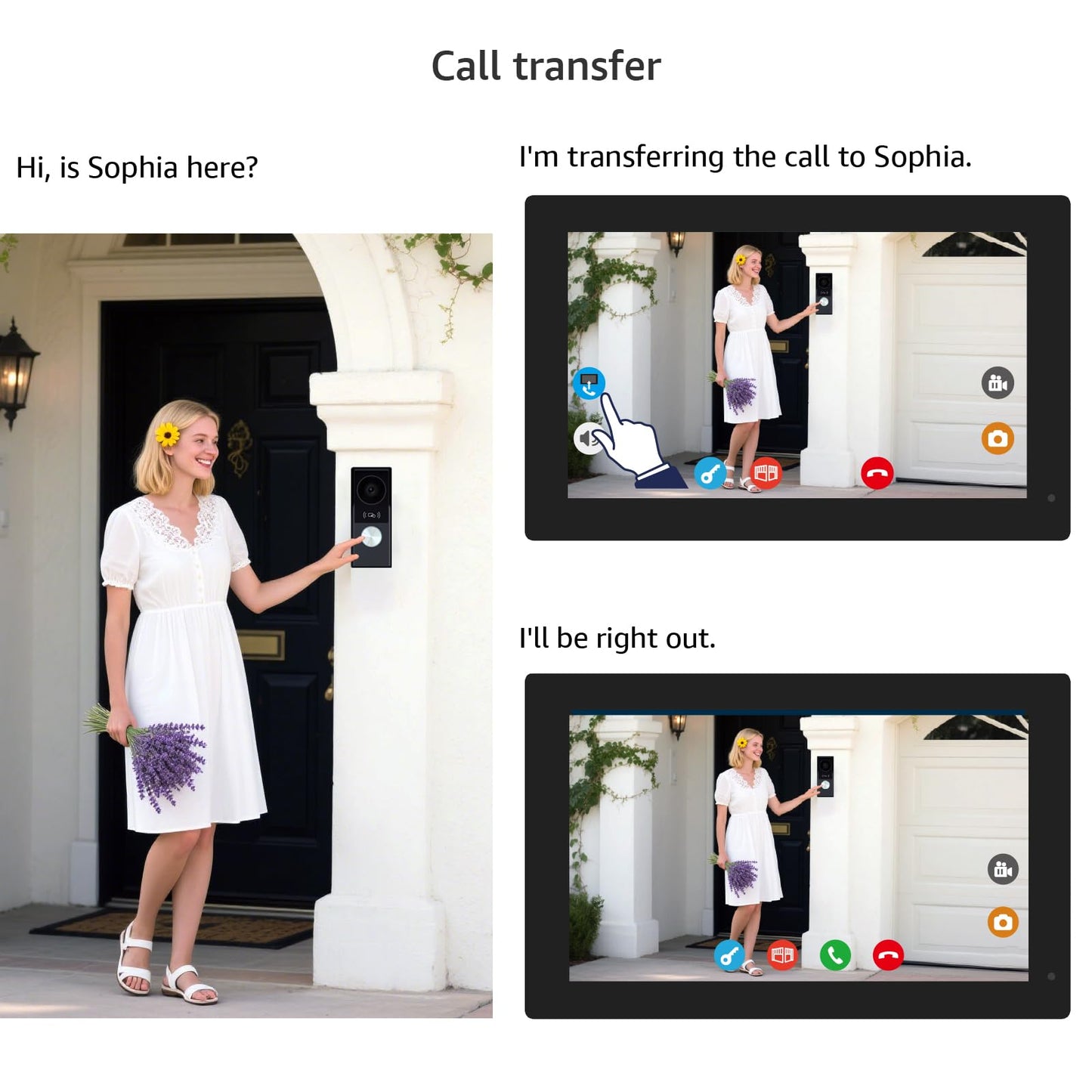 KeonBell 1080p Video Doorbell intercom withMonitor System, WiFi Video Intercom 1080FHD Metal Camera, 7 inch Two Monitor with32GB Card, Tuya APP, Two-Way Audio,Detection, Unlock for Single-Family Home