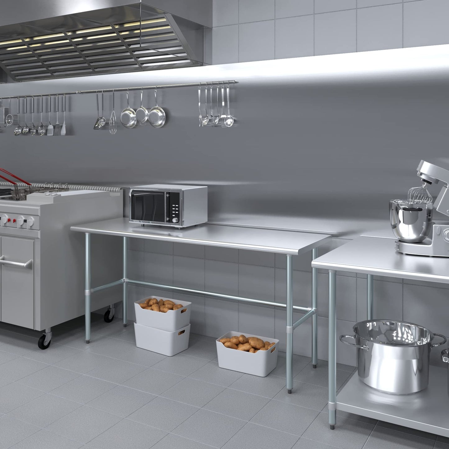 24 in. x 72 in. Open Base Stainless Steel Work Table | Residential & Commercial | Food Prep | Heavy Duty Utility Work Station | NSF