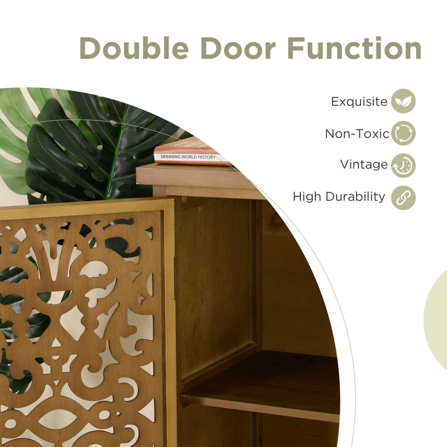 MFSTUDIO Accent Wood Storage Cabinet Buffet & Sideboard Accent Organizer with 2 Doors Decorative Cabinet for Living Room Kitchen Entryway Hallway, 31.5" Lx15 Wx34.2 H, Wood-Like