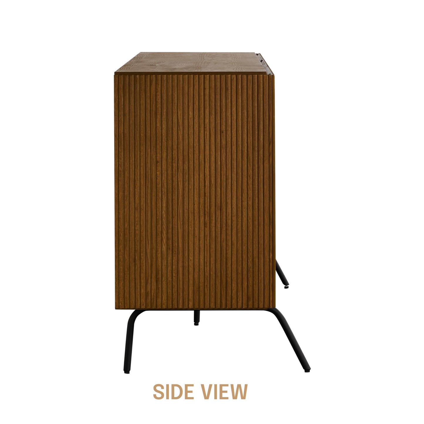NTC Veil Modern Sideboard with 3 Doors, Buffet Cabinet with Vertical Groove Design and Metal Legs, Storage Cabinet for Living Room, and Hallway, Effortless Assembly - Rustic Oak