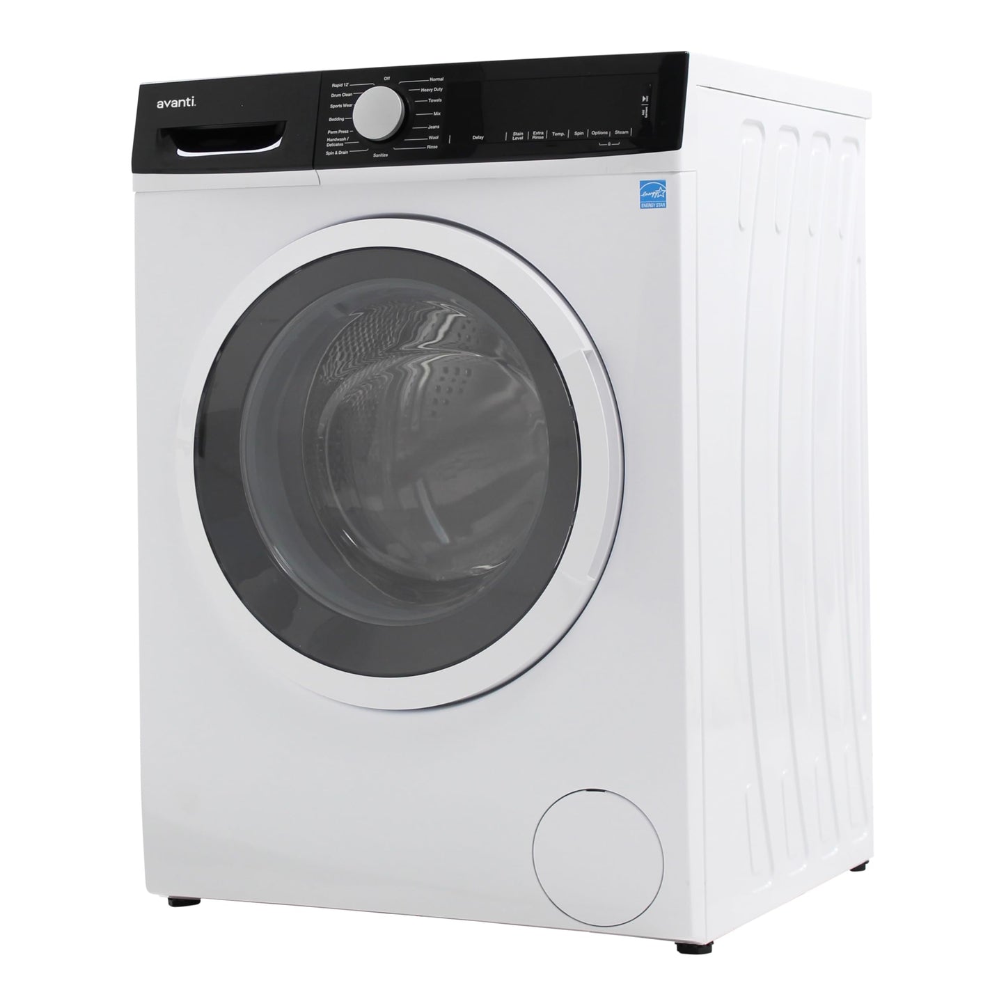 Avanti 2.2 Cu. Ft. Front Load Washing Machine Compact Freestanding or Stackable Washer with 15 Wash Cycles, LED Display, Steam Wash, and Stainless Steel Tub, 2.2 cu.ft., White