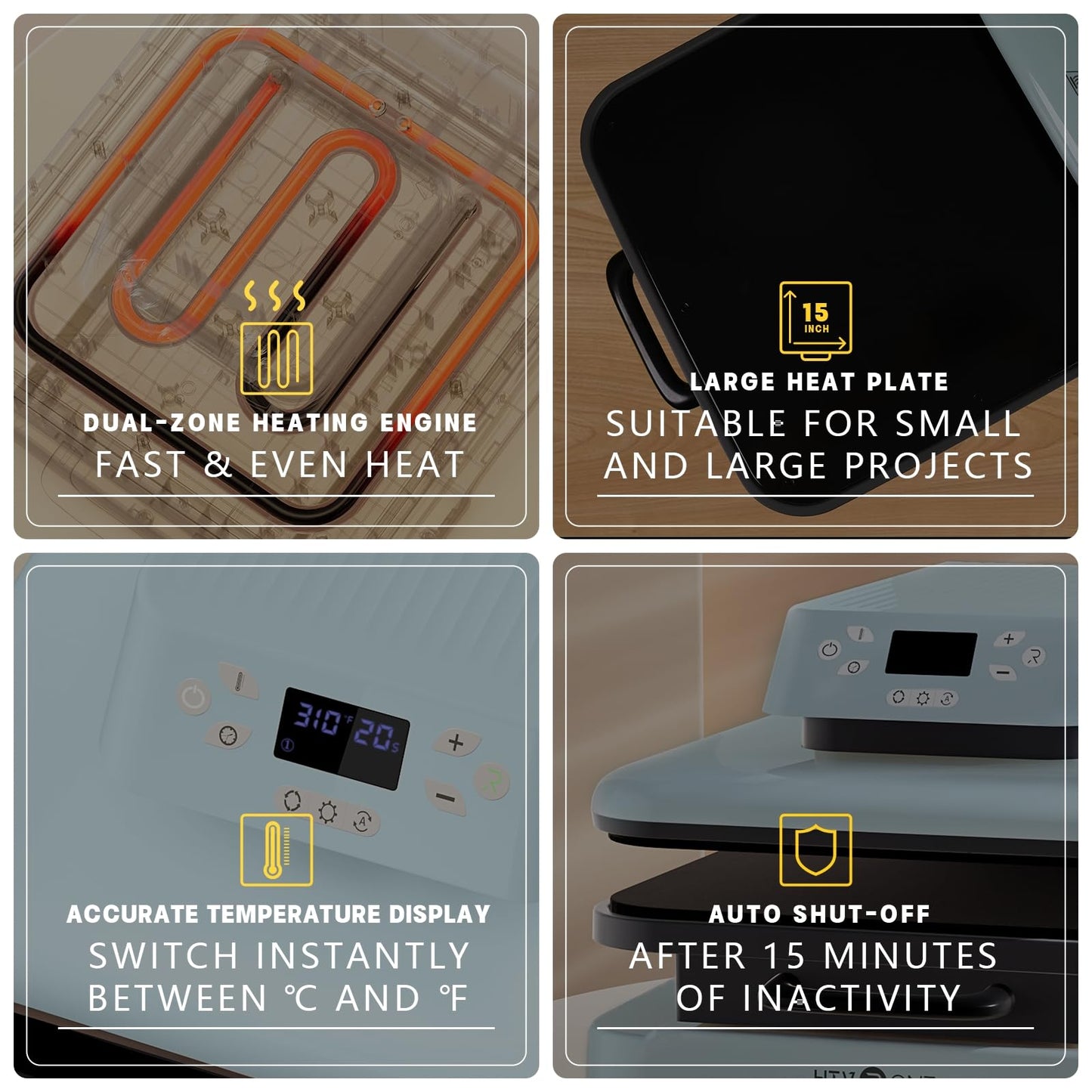 HTVRONT Auto Heat Press Machine for T Shirts - Heat Press 15x15 with Auto Release - Heats Up Fast & Heat Evenly, Professional Machines for HTV, Sublimation, Heat Transfer Projects