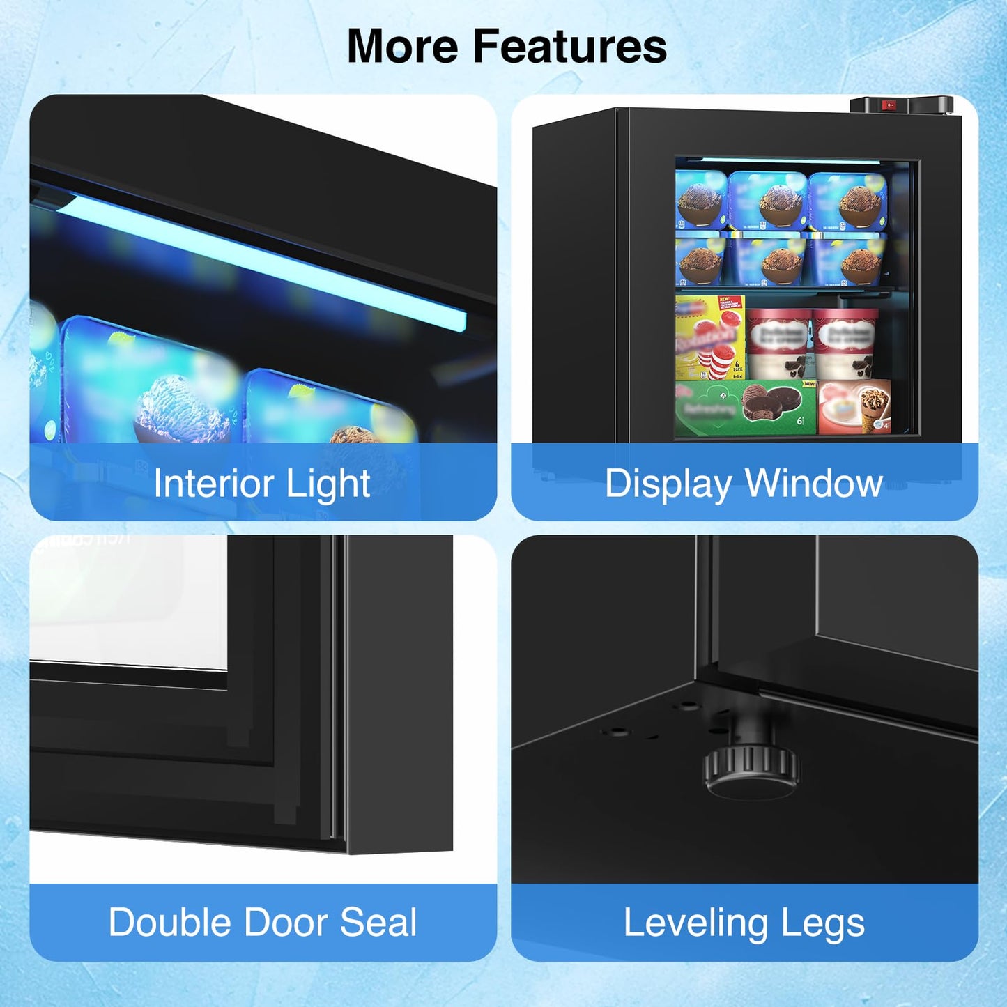 Electactic Mini Upright Freezer, 1.2 Cu.ft Compact Freezer with Glass Door Display, 7 Adjustable Temperature Settings (-10°F to -18°F), Quiet & Energy-Efficient, Black