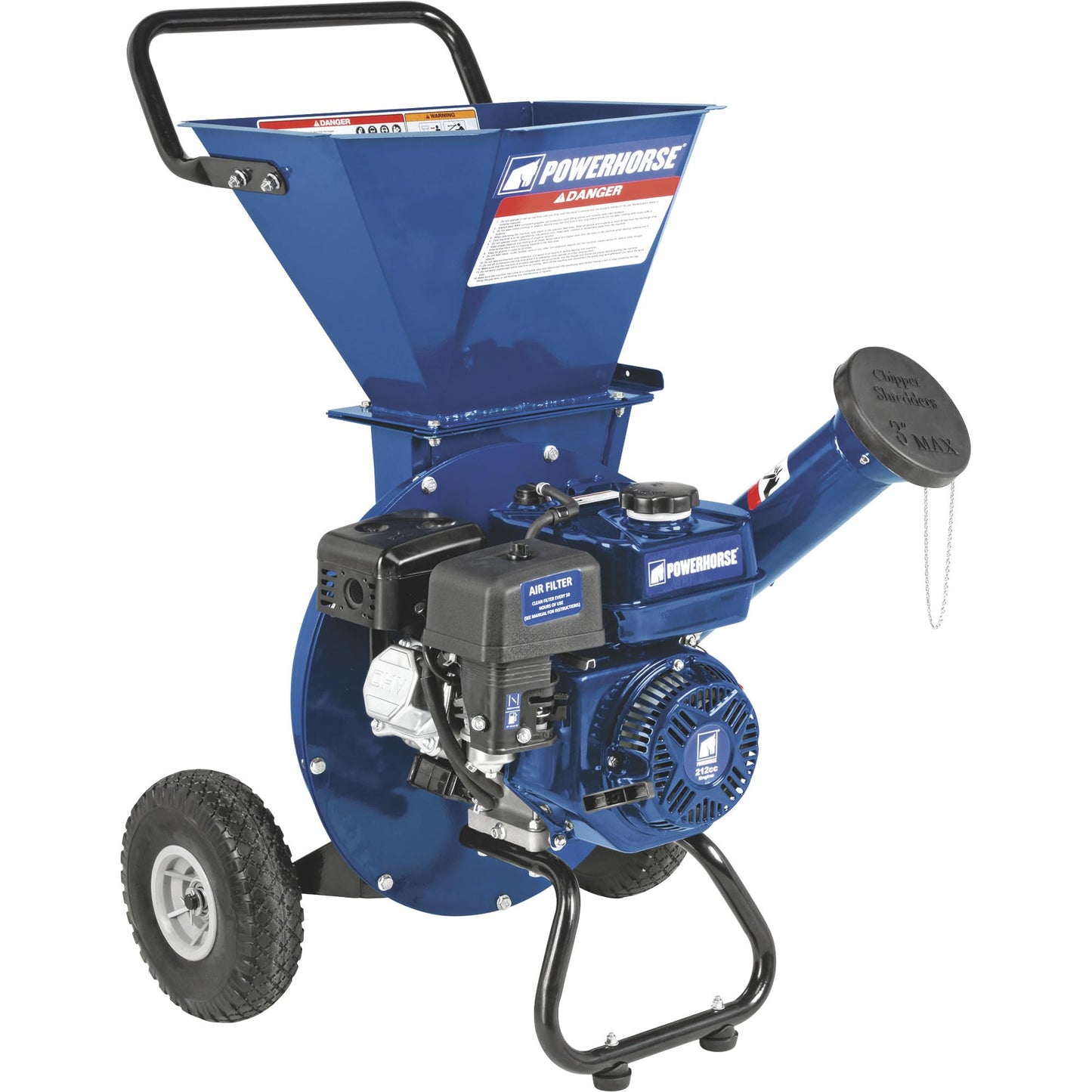 Powerhorse 3-in-1 Wood Chipper/Shredder - 212cc OHV Engine, 3in. Chipping Capacity