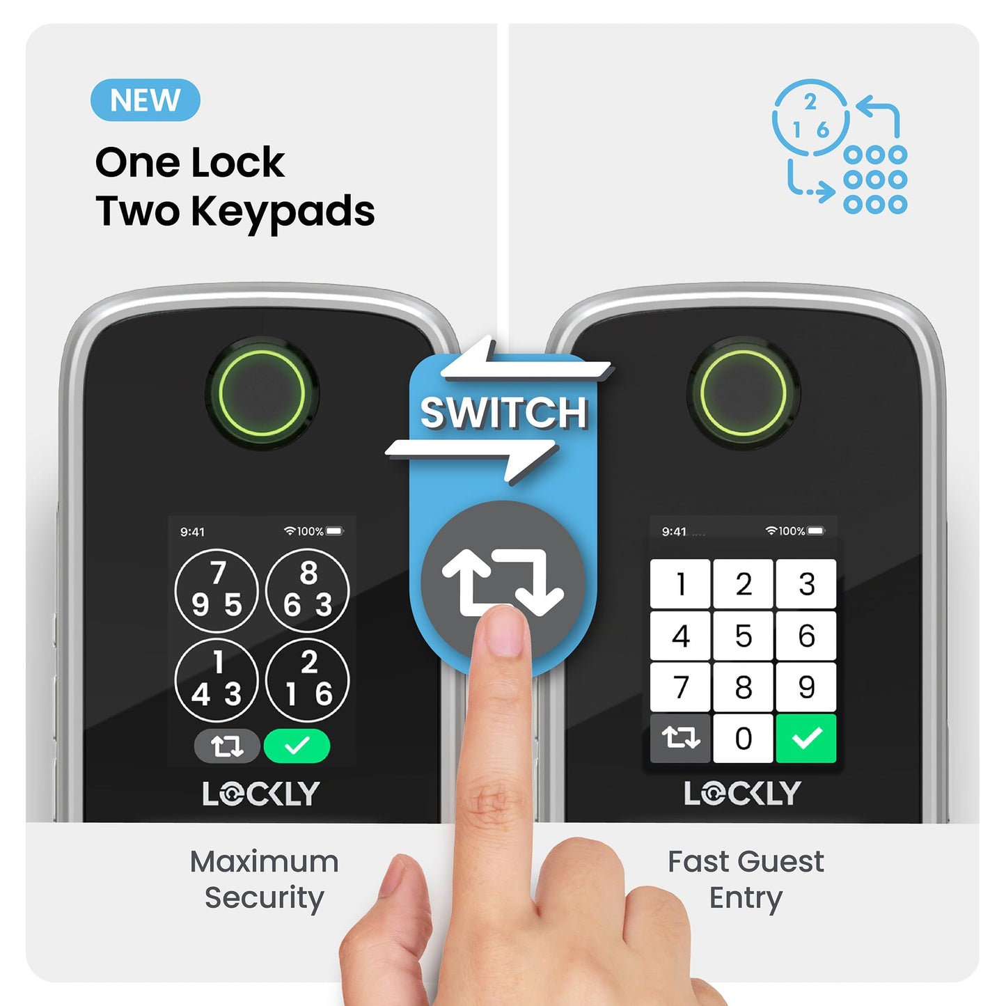 Lockly Secure Pro Smart Lock with Handle - Biometric Fingerprint & Patented Anti-Peep PIN Genie Keypad, Built-in Wi-Fi Keyless Entry Door Lock, App Remote Control, Works with Alexa & Google Assistant