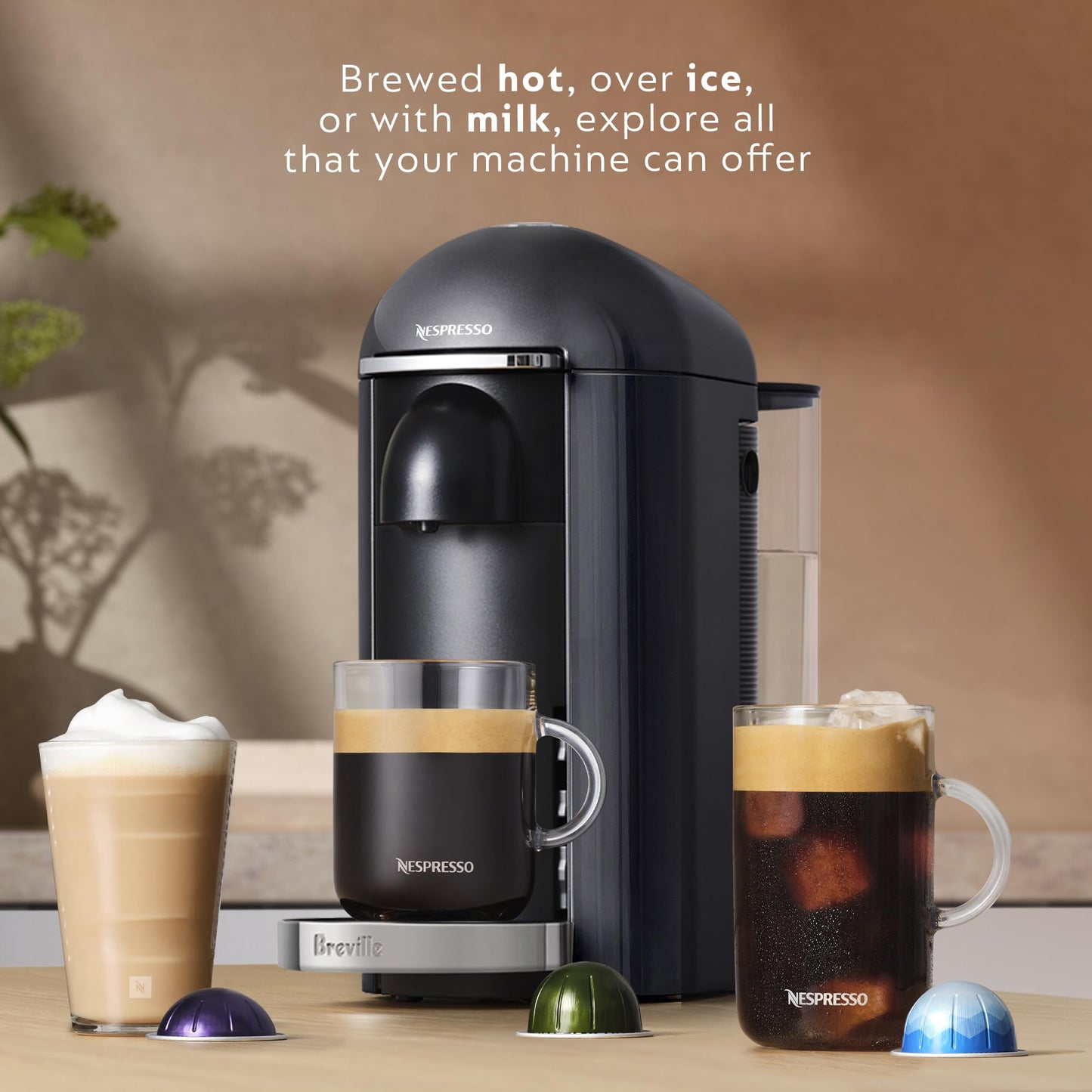 Nespresso Vertuo Plus Deluxe Coffee and Espresso Maker by Breville, Piano Black with Aeroccino Milk Frother
