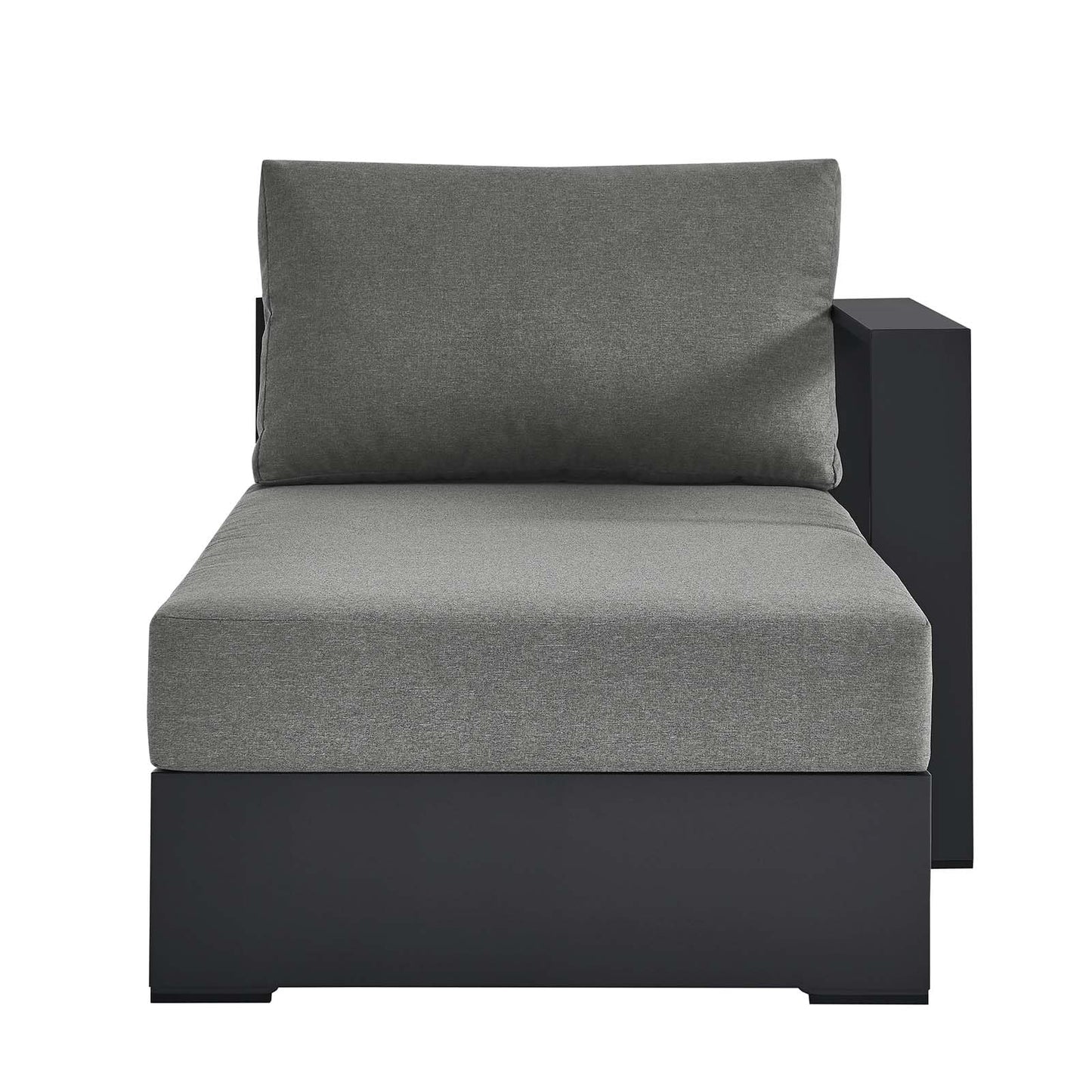 Modway Tahoe Powder-Coated Aluminum Outdoor Chaise Lounge in Gray Charcoal with Weather-Resistant Cushions, Modular Right-Facing Patio Lounger for Pool Furniture or Sectional Sofa Set