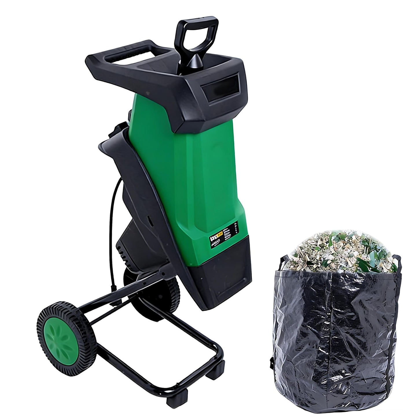 QIUNAOZI Garden Mulcher, 2400W Tree Branch Crushing Machine, Overload/Blockage Protection, 40mm Cutting Capacity, 4500rpm, Reinforced Rotary Double Blade, for Composting and Yard Waste