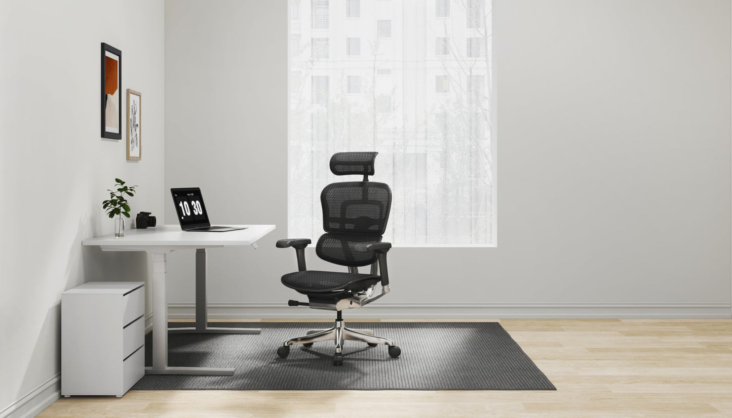 Ergohuman Eurotech ME7ERG GEN2 High Back Mesh Office Chair with Tilt Tension Control, Tilt Lock, Back Angle, Back Height, Synchro Tilt, Seat Height, Seat Depth, and Arm Height Adjustments, Black