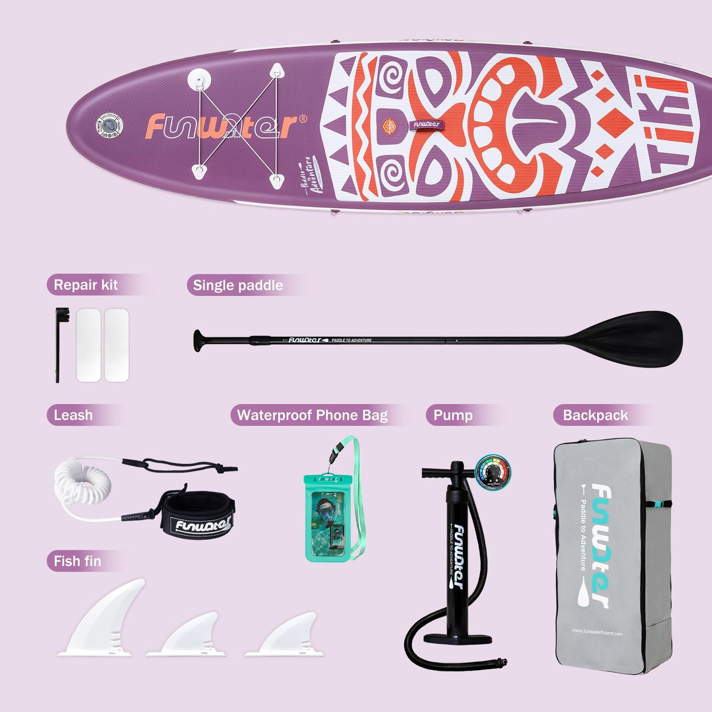 FunWater 10'6×33"×6" Inflatable Stand Up Paddle Board with Premium SUP Paddleboard Accessories, Wide Stable Anti-Slip EVA Deck,Paddle Boards for Adults & Youth of All Skill Levels