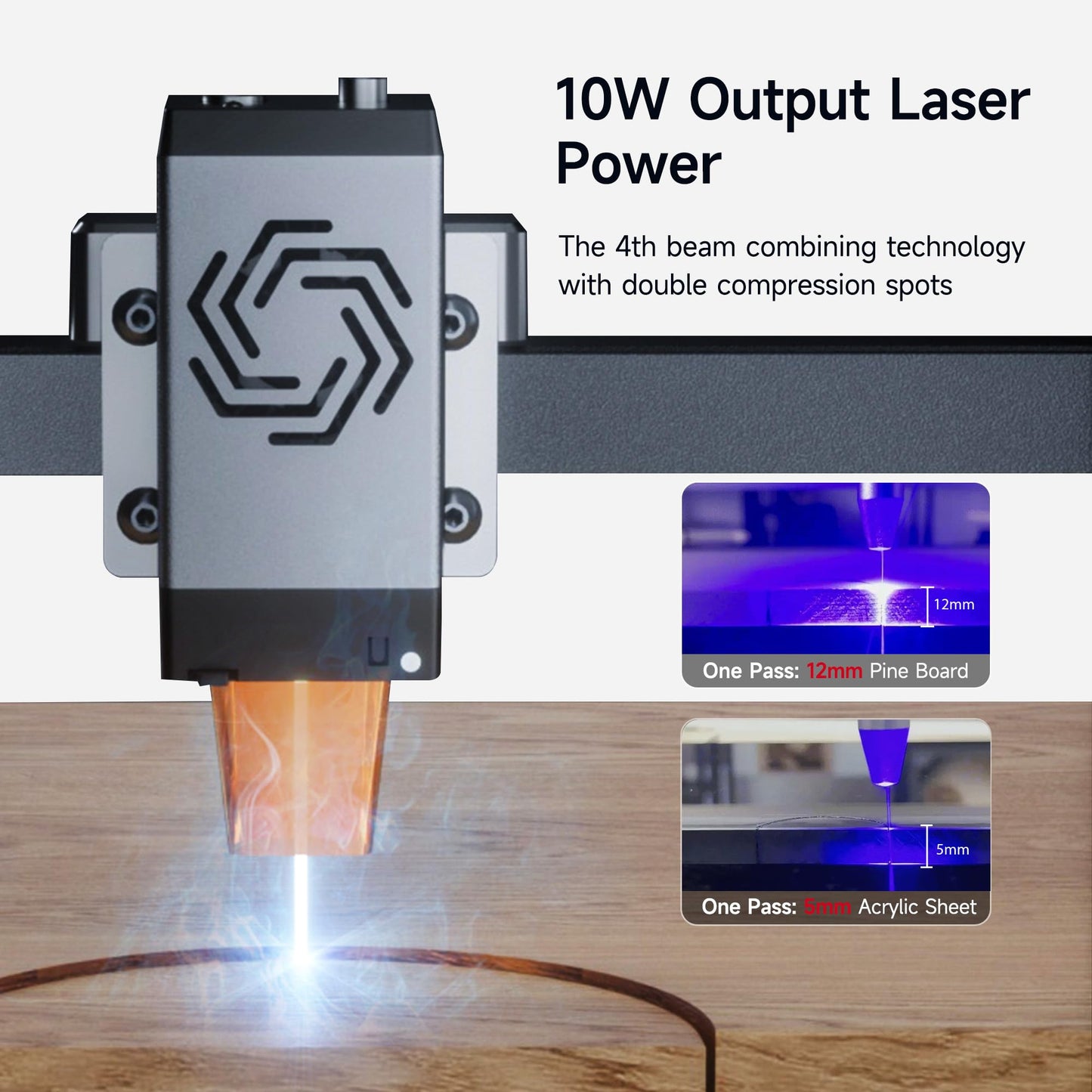 Ortur 10000mW Laser Engraving Machine, Ortur Laser Master 3 High Precision Laser Cutter, Leather Acrylic Glass Metal & Wood Laser Engraver for DIY Making, Class 4, 15.7'' x 15.7''