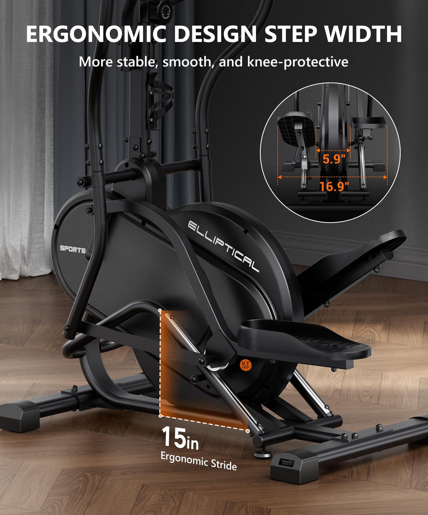THERUN Elliptical Exercise Machine, Cardio Climber Elliptical Machine for Home, Stair Stepper Elliptical Training Machines w/ 13LBS&18LBS Flywheel, 16 Levels Resistance (18LBS Flywheel Grey)