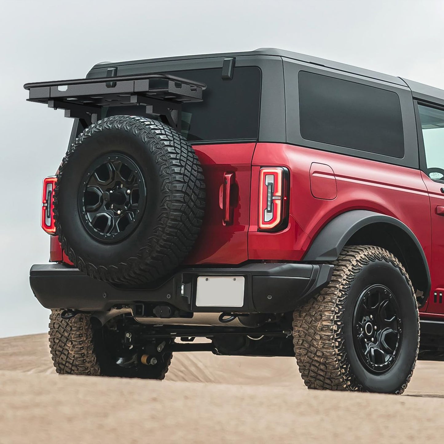 YZONA for Bronco Rear Cargo Basket on OE Tailgate Compatible with 2021 2022 2023 2024 2025 2026 Ford Bronco, Spare Tire Cargo Rack, Luggage Storage Carrier (2/4 Doors, Bolt-On Installation)
