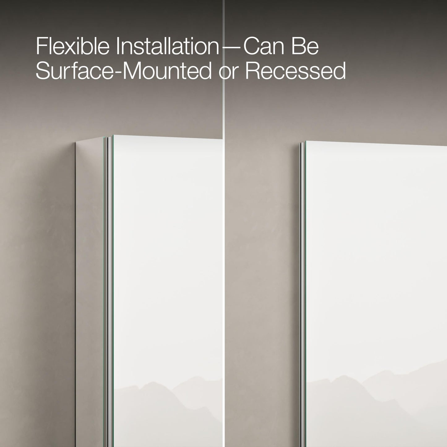 Kohler 99006-NA Verdera® Bathroom Medicine Cabinet with Mirror, Surface or Recessed Bathroom Wall Cabinet, 24 in. W x 30 in. H
