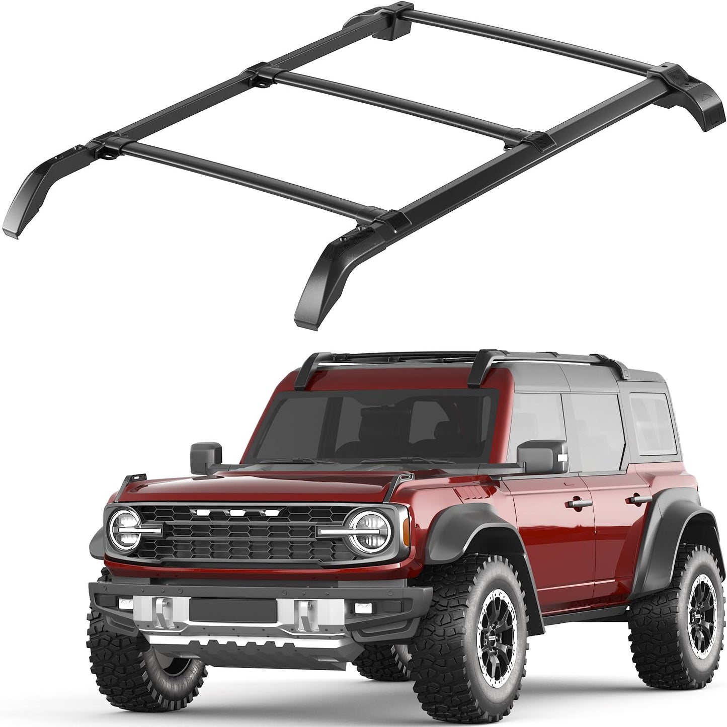 Wonderdriver 330lbs Roof Rack Cross Bars 5PCS - Fit for Ford Bronco 2021 2022 2023 2024 2025 2026, Hard TOP 2Door & 4Door (Not for Bronco Sport),Aluminum Crossbars Rooftop Cargo Luggage Carrier