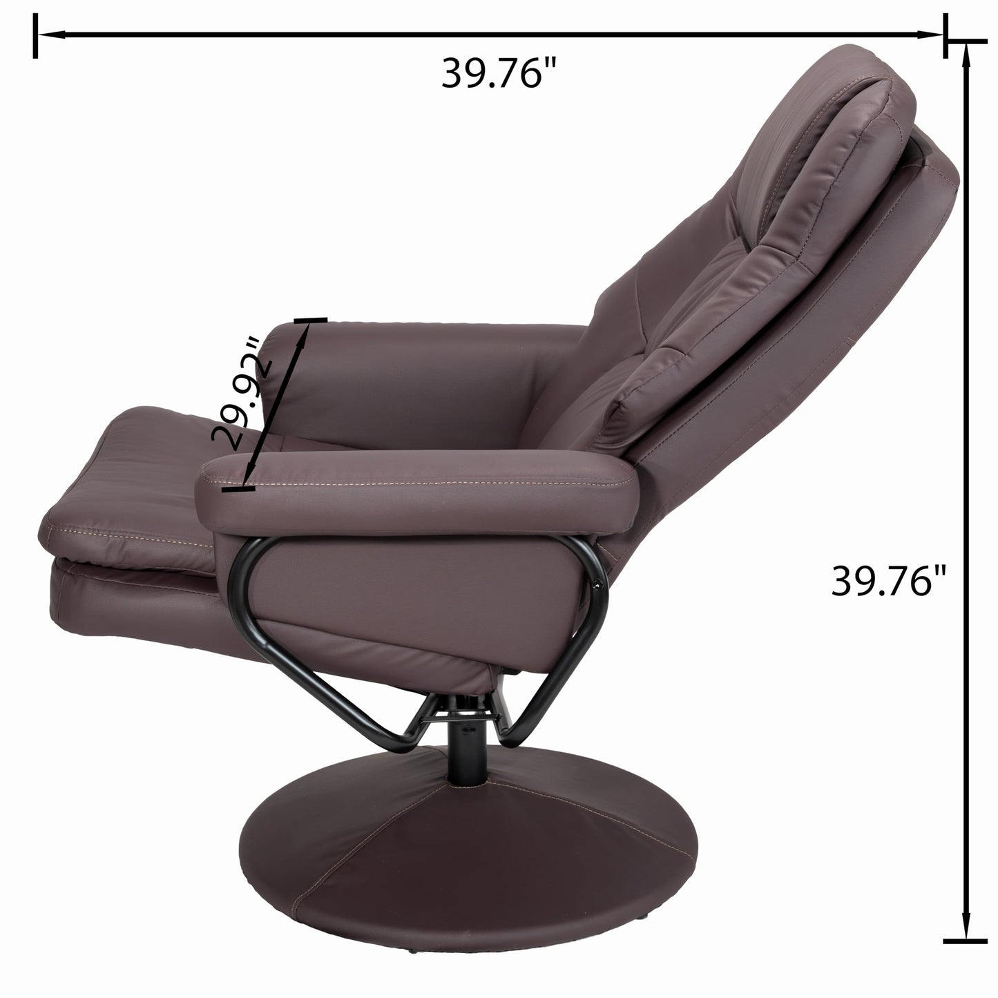 KEIKI Swivel Recliner with Ottoman Chair, Modern Cat Scratch Faux Leather Upholstered Manual Push Back 360° Swivel Chair, Ergonomic Lounge Footrest for Living Room Bedroom Reading Home Office, Brown