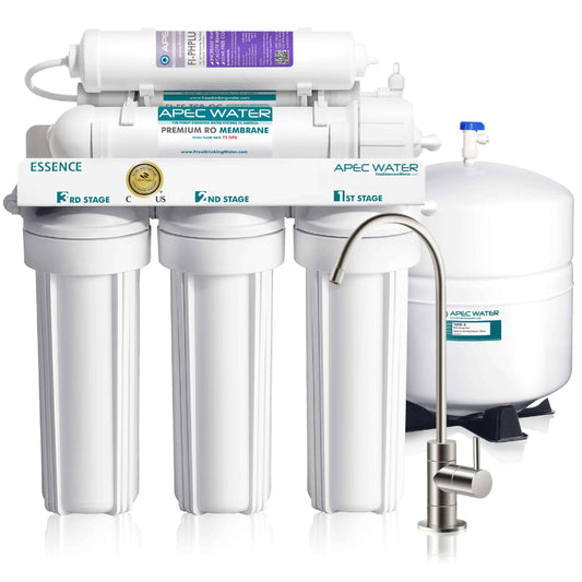 APEC Water ROES-PH75, 6-Stage Alkaline Under Sink Reverse Osmosis Water Filter System, NSF Certified 372 & 58, 75 GPD, Reduces 99% of Impurities