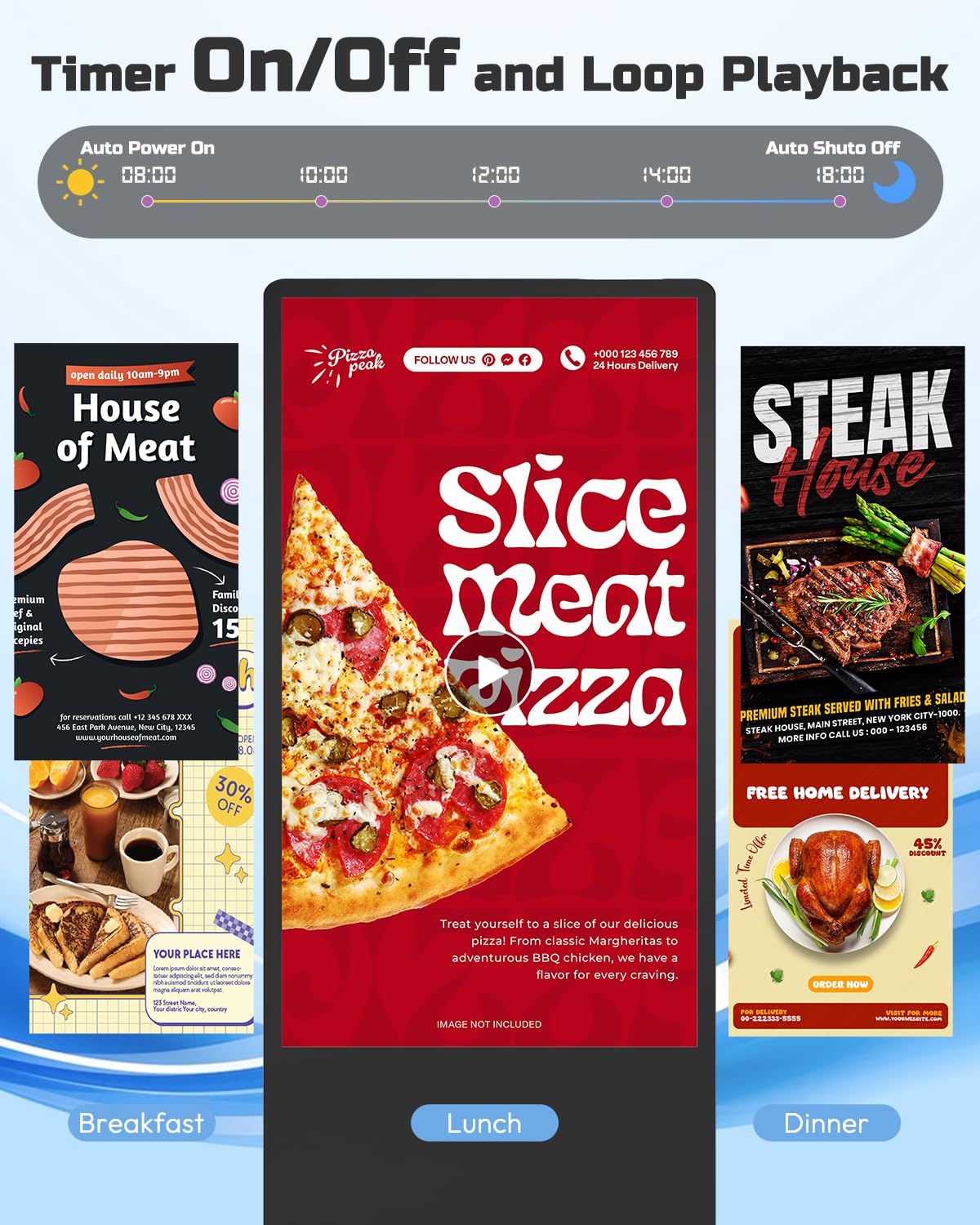 SIOXCFZ 55 inch Digital Signage Display, 4K 2160P LCD Touchscreen Indoor Floor Standing Digital Kiosk, Auto Media Player Advertising Display Poster with Android OS Remote Control, HDMI/WiFi/USB