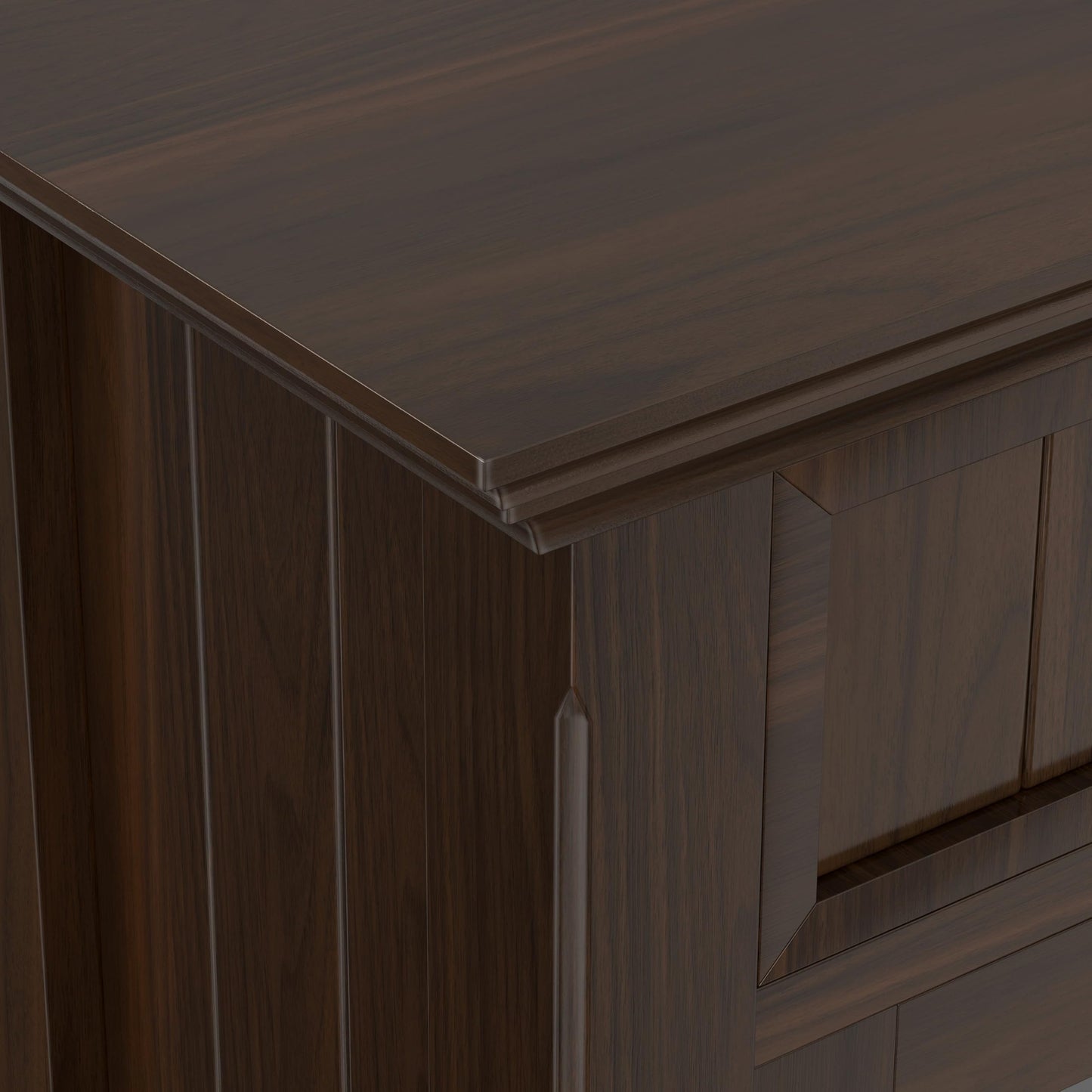 SIMPLIHOME Acadian Storage Cabinet - 36 inch Wide Solid Wood Entryway Storage Cabinet in Brunette Brown, Transitional Cabinet for Hallway or Living Room with 2 Drawers and Adjustable Shelves