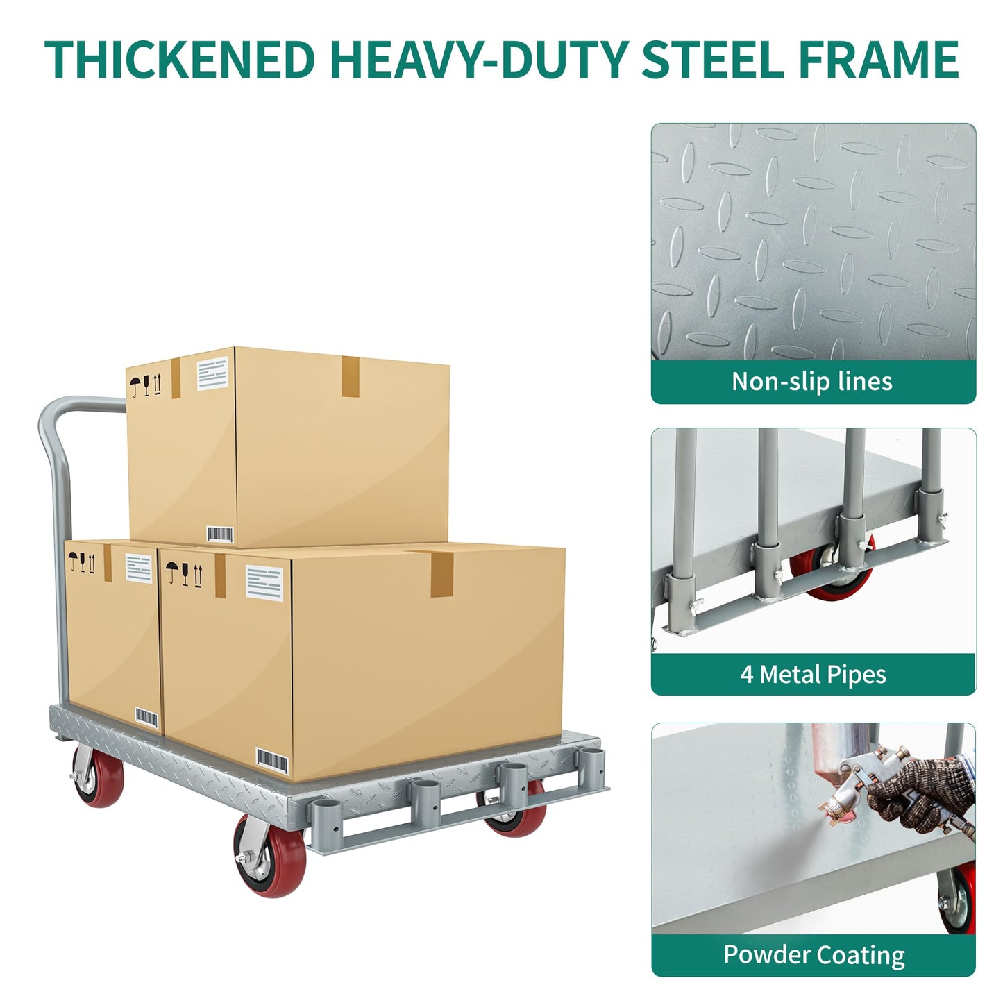 YITAHOME 2 in 1 Heavy Duty Drywall Cart with Wheels & 4 Hand Drails