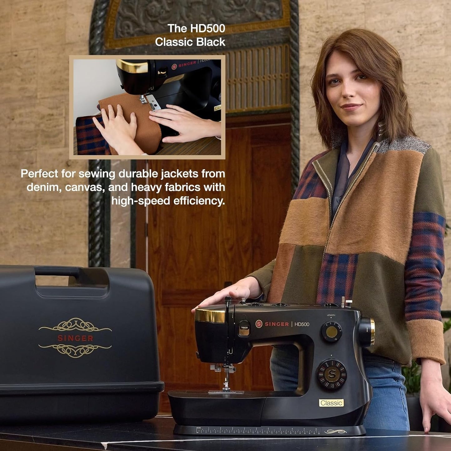 SINGER Special Edition Super Bundle | Vintage-Inspired Heavy Duty 500 Classic Sewing Machine Plus Carrying Case | Strong Motor, 23 Stitches, Metal Frame, LED, Needle Threader, Buttonhole, Accessories