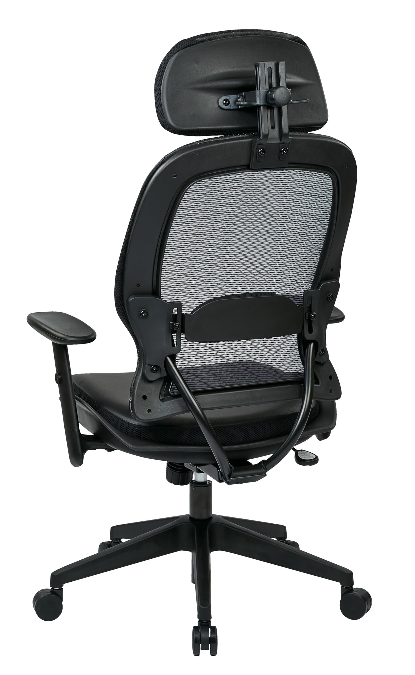 Space Seating Professional AirGrid Back and Padded Black Eco Leather Seat, 2-to-1 Synchro Tilt Control, Adjustable Arms and Tilt Tension with Nylon Base Executives Chair with Adjustable Headrest