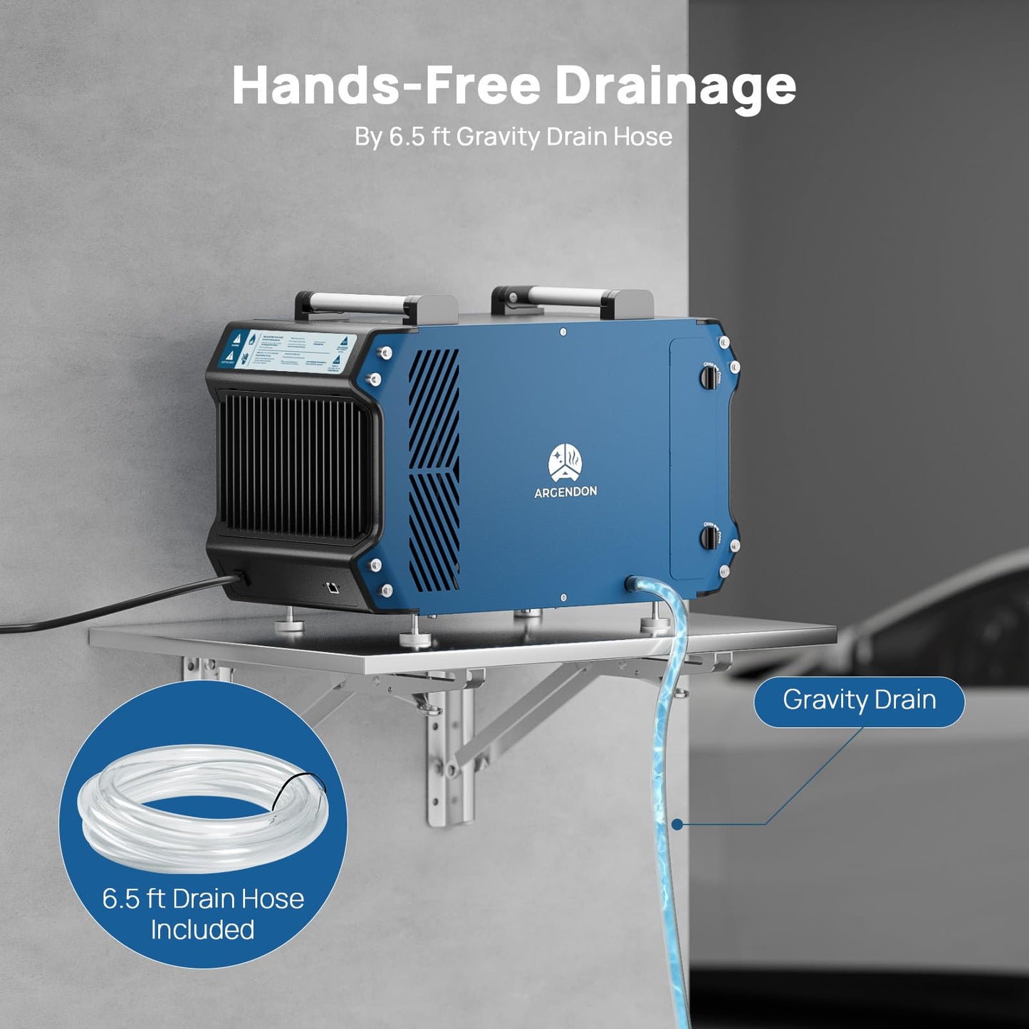 ARGENDON Commercial Dehumidifier for Crawlspace, 145 PPD Industrial Dehumidifiers with Drain Hose for Basement, Large Space, Auto Defrost, Compact, ETL, 5-Year Limited Warranty, Guardian 60