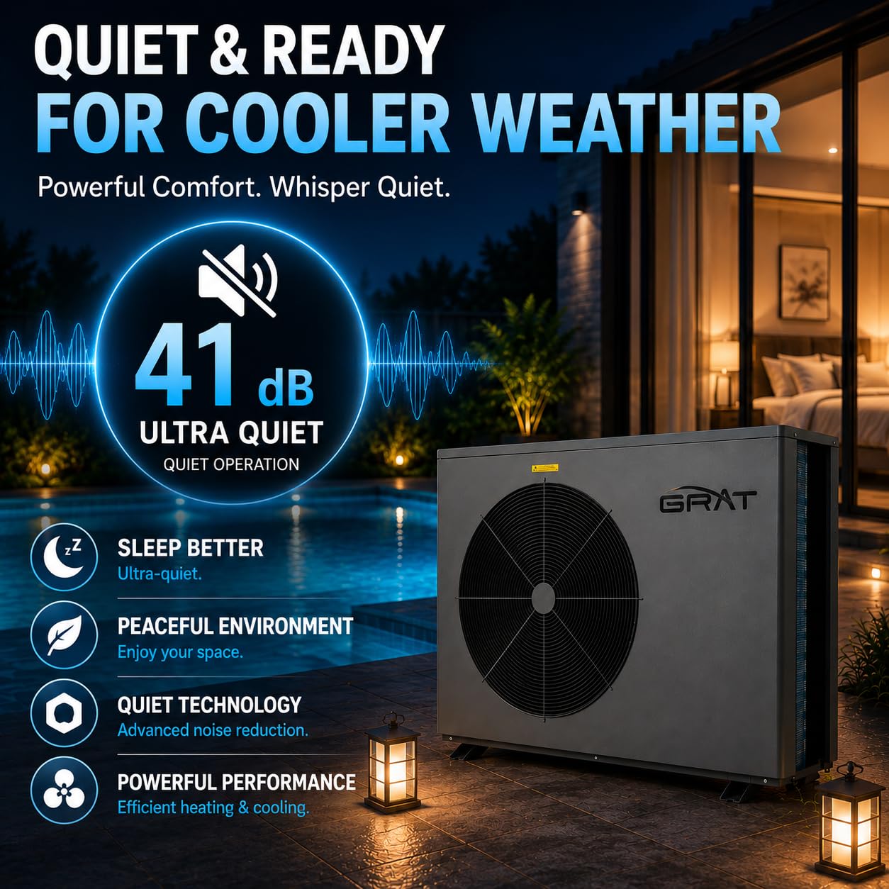 Full Inverter Heat Pump for Hot Tub and Bath, 75000 BTU Electric Swimming Pool Heater, 21,000 Gallons for Above and In ground Pools, WiFi Capable Timer, Heating and Cooling, Defrosting, 220-240V, 60Hz